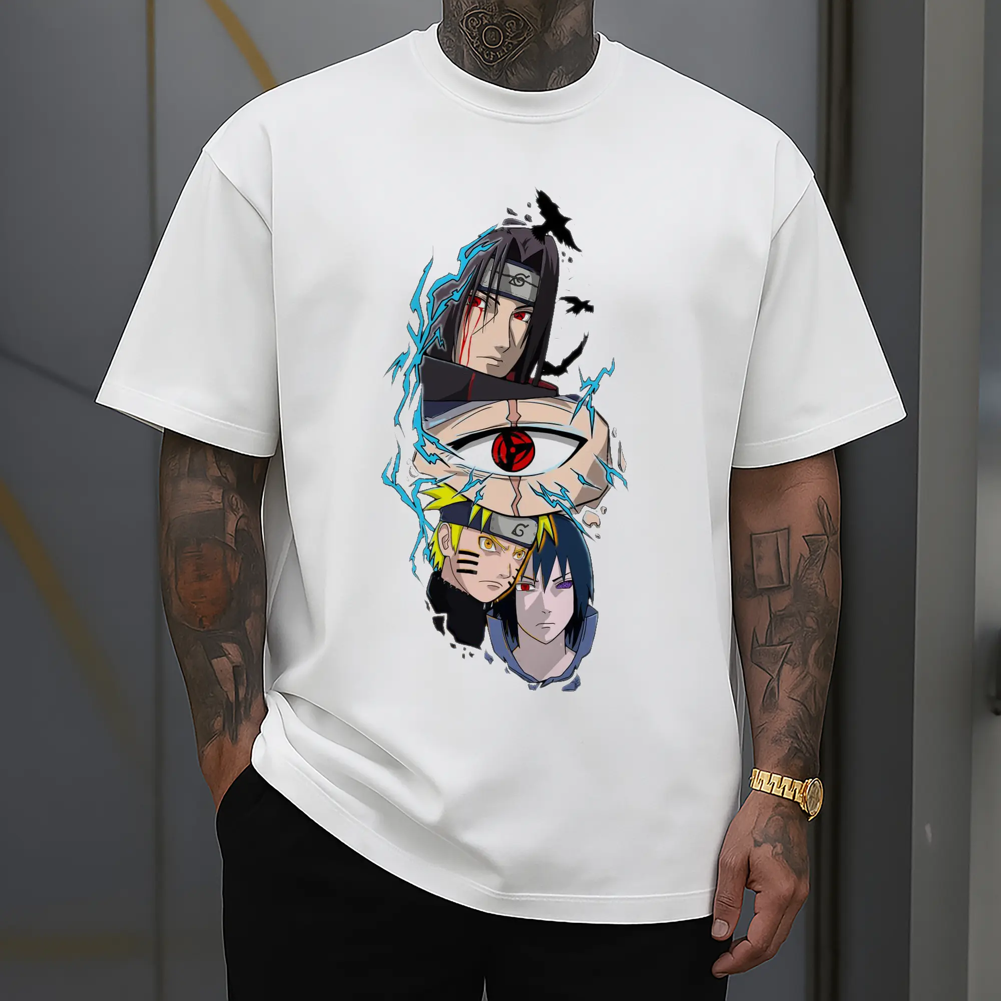 Naruto Itachi Sasuke Sharingan Anime DIY Shirt