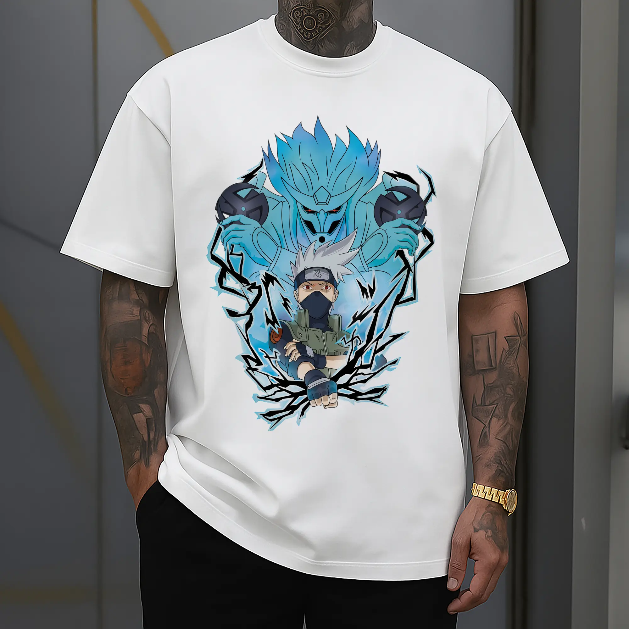 Naruto Kakashi Susanoo & Raikiri Anime DIY Shirt