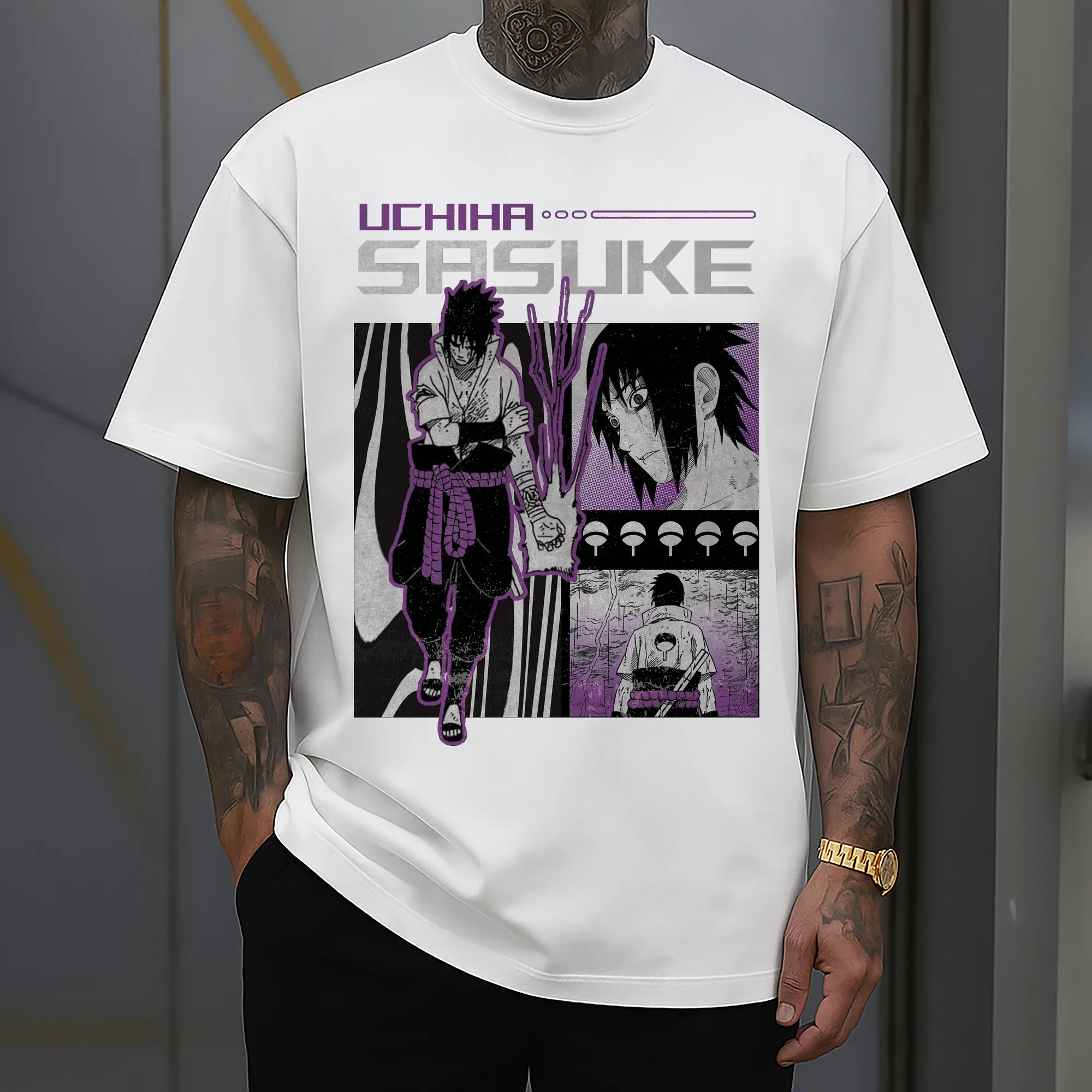 Naruto Uchiha Sasuke Retro Anime DIY Shirt