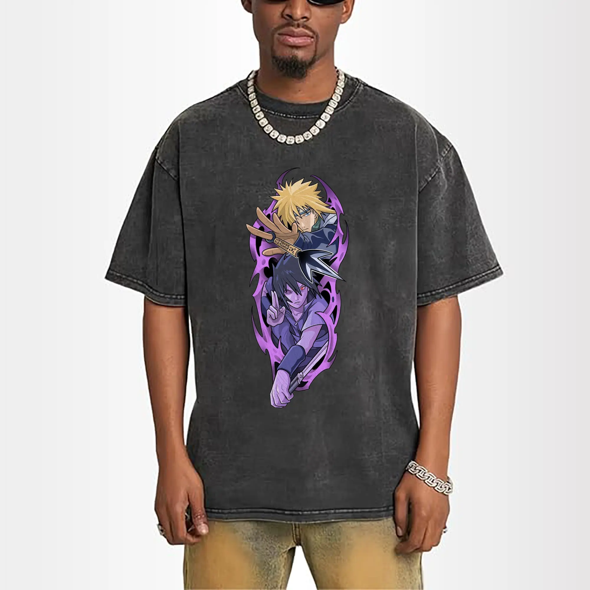 Naruto Minato & Sasuke Ninja Battle Anime DIY Shirt