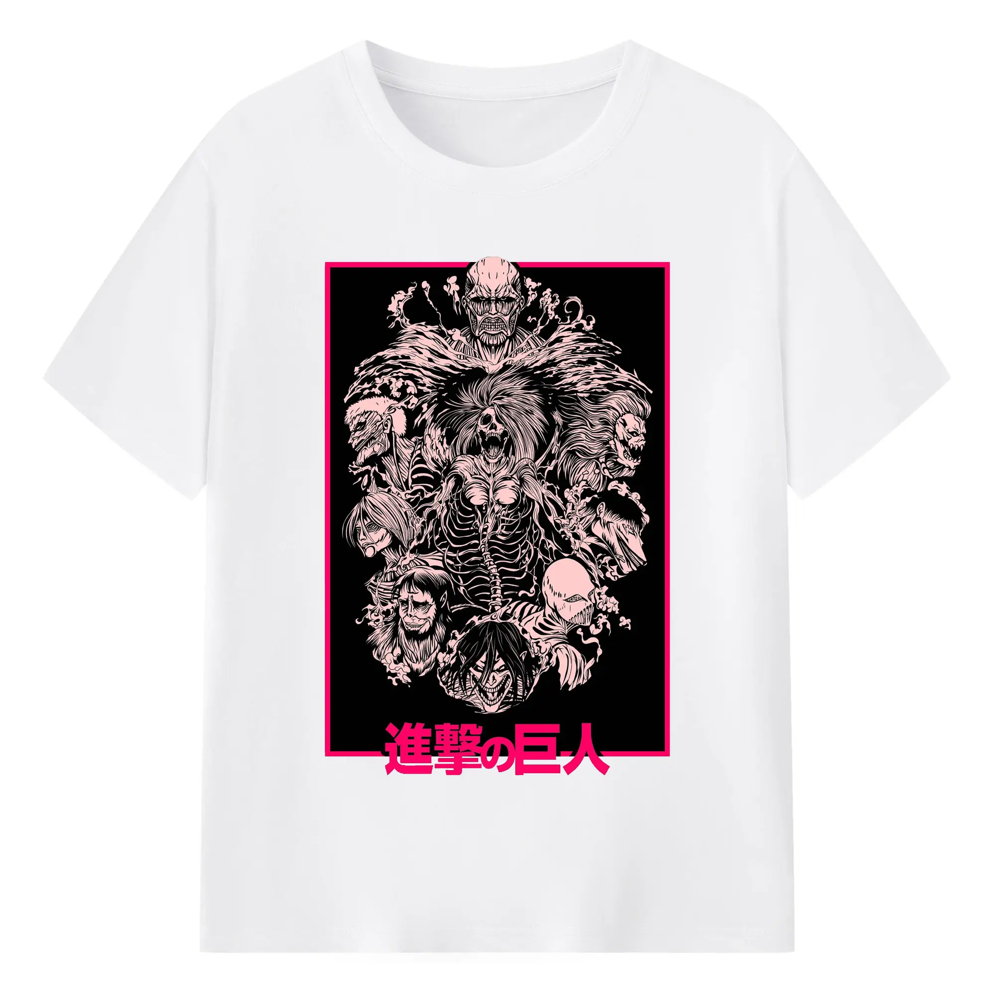 Attack on Titan Dark Art Titan Group DIY Shirt - 180g Cotton T-Shirt With Front Heat Transfer Print – Soft, Lightweight, Fitted Design – Comfortable Casual Wear For Sports & Everyday Use