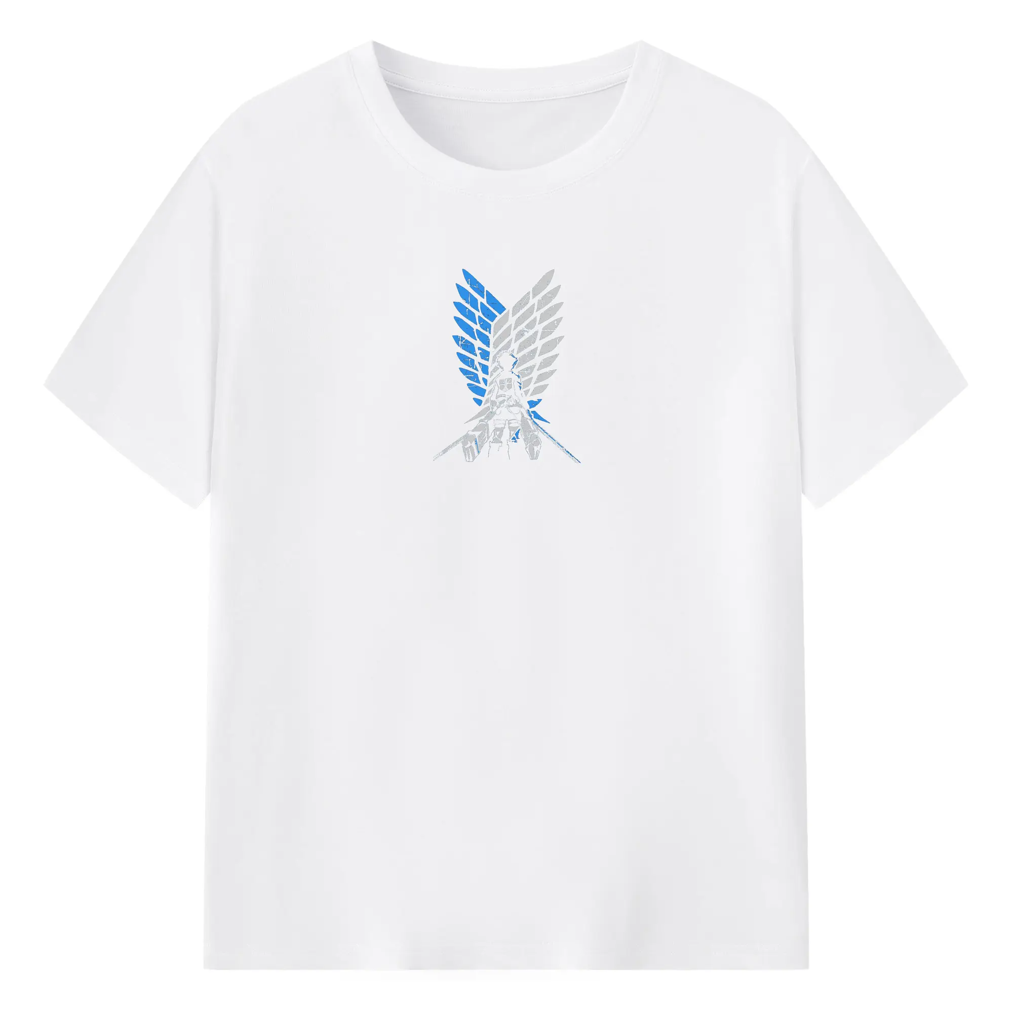 Attack on Titan Wings of Freedom with Character Silhouette DIY Shirt - 180g Cotton T-Shirt With Front Heat Transfer Print – Soft, Lightweight, Fitted Design – Comfortable Casual Wear For Sports & Everyday Use