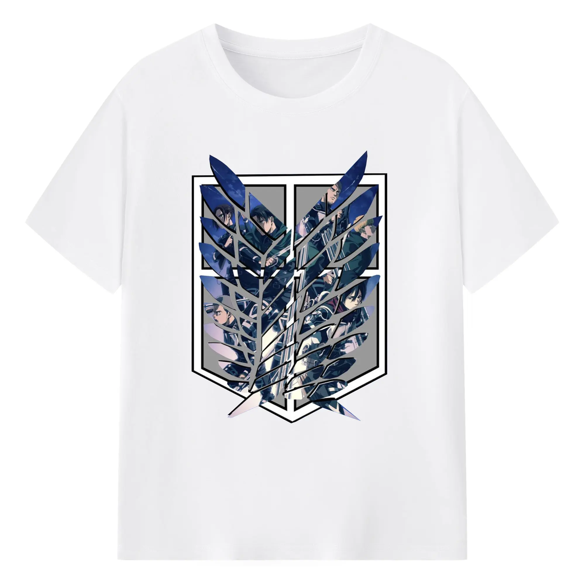 Attack on Titan Survey Corps Wings of Freedom DIY - 180g Cotton T-Shirt With Front Heat Transfer Print – Soft, Lightweight, Fitted Design – Comfortable Casual Wear For Sports & Everyday Use