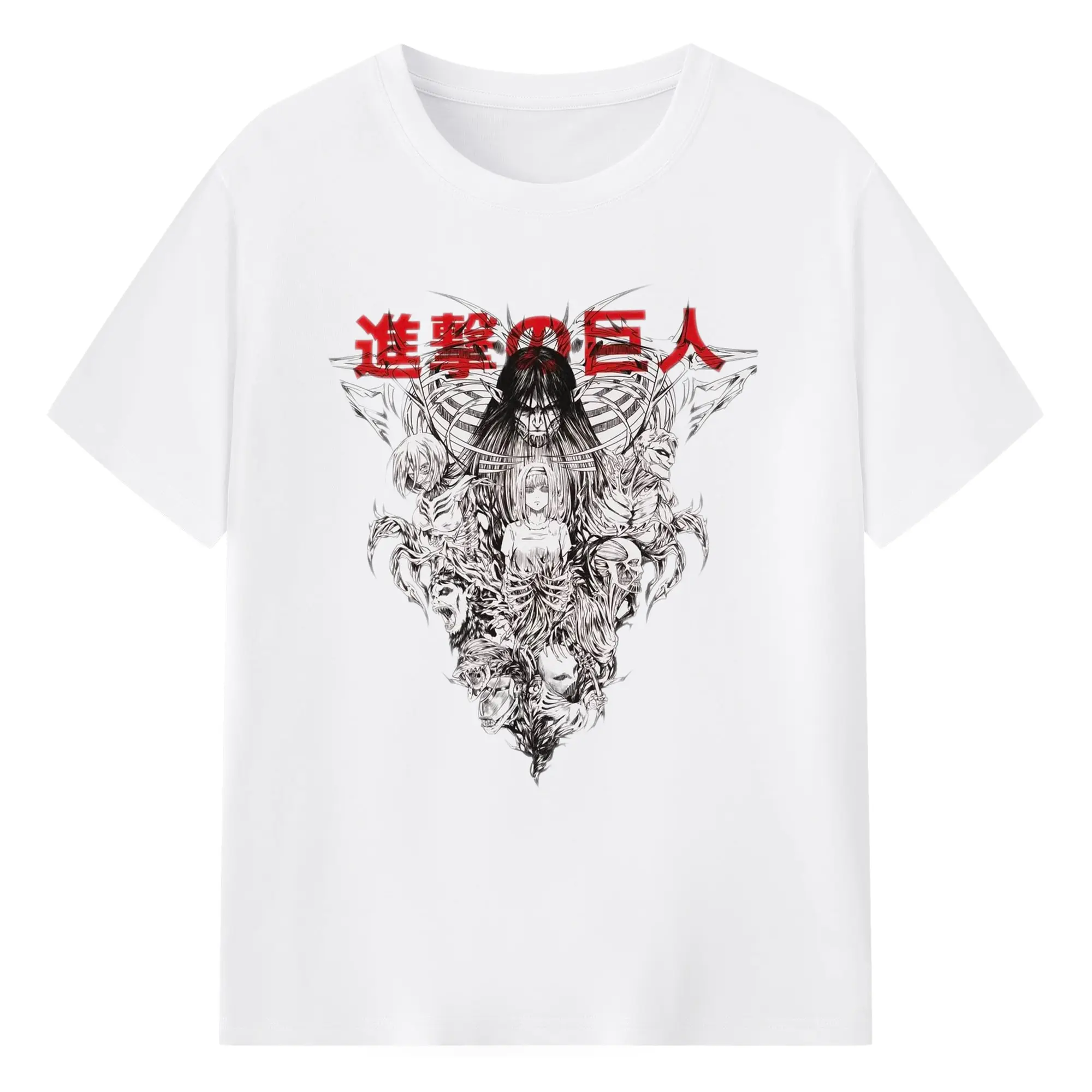 Attack on Titan Dark Art Group Characters DIY Shirt - 180g Cotton T-Shirt With Front Heat Transfer Print – Soft, Lightweight, Fitted Design – Comfortable Casual Wear For Sports & Everyday Use