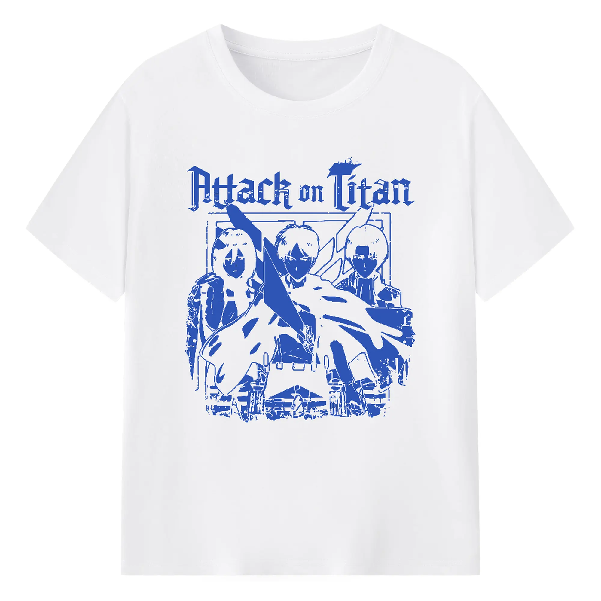 Attack on Titan Retro Group Characters DIY Shirt - 180g Cotton T-Shirt With Front Heat Transfer Print – Soft, Lightweight, Fitted Design – Comfortable Casual Wear For Sports & Everyday Use