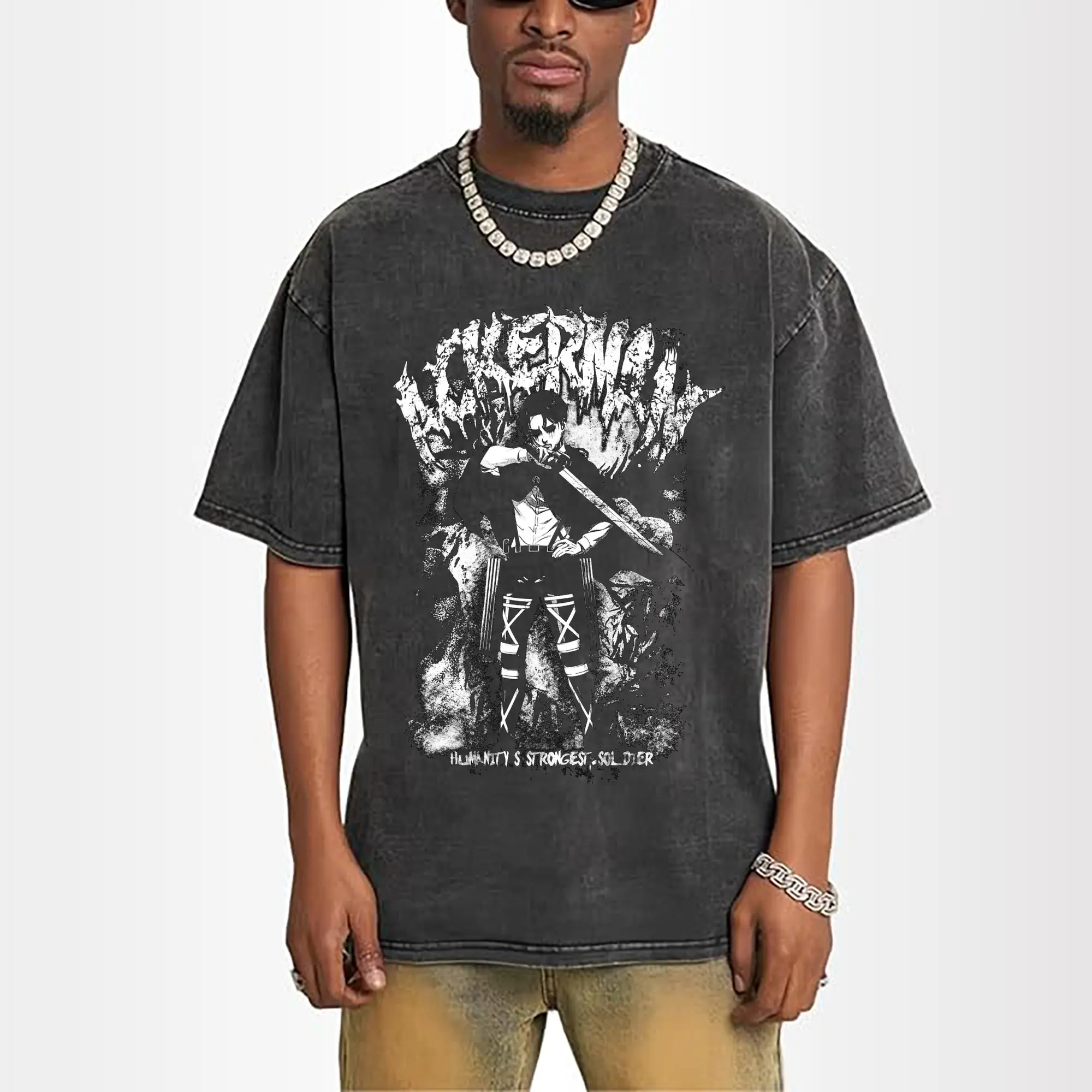 Attack on Titan Levi Ackerman Black & White DIY Shirt