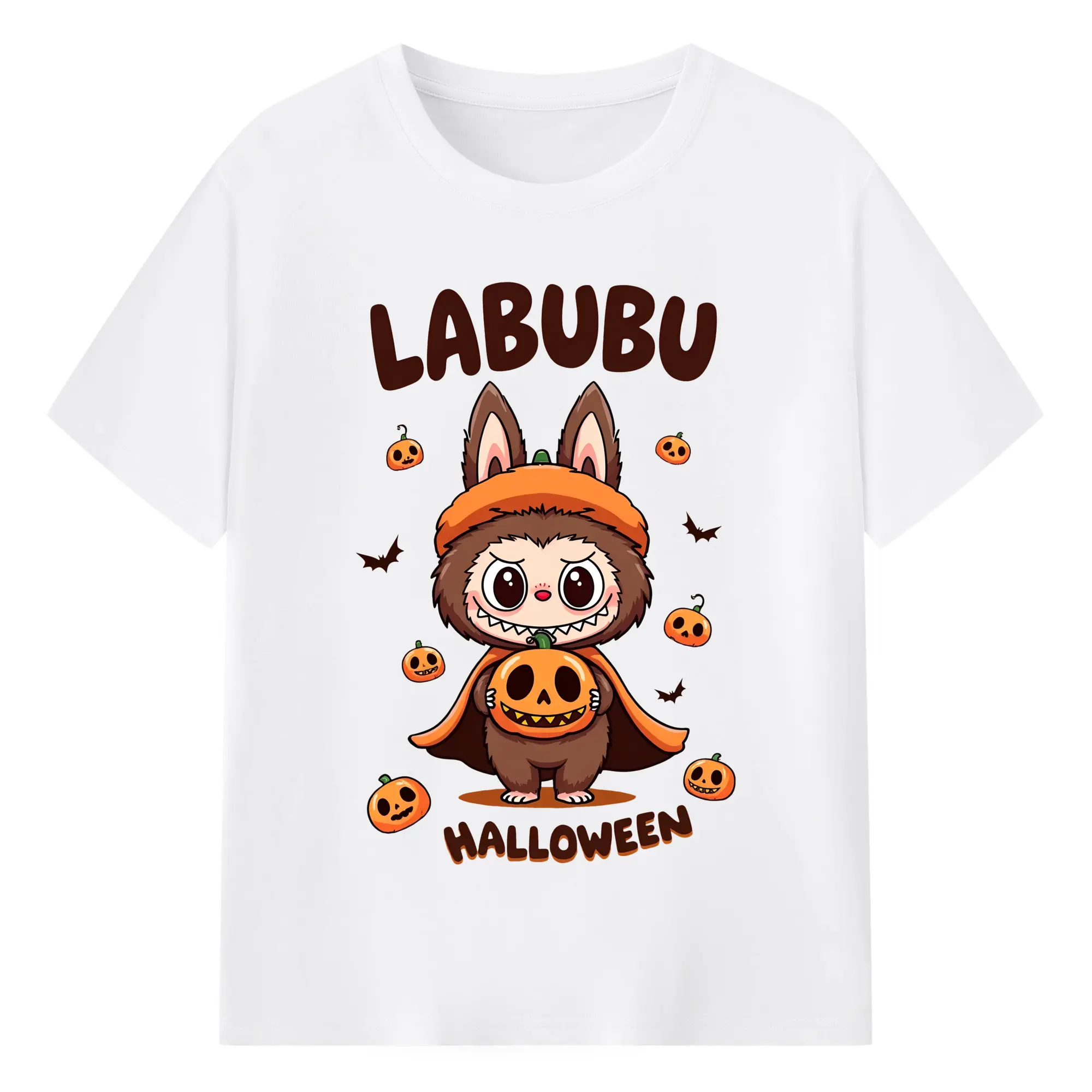 Labubu Halloween Cute Cartoon DIY - 180g Cotton T-Shirt With Front Heat Transfer Print – Soft, Lightweight, Fitted Design – Comfortable Casual Wear For Sports & Everyday Use