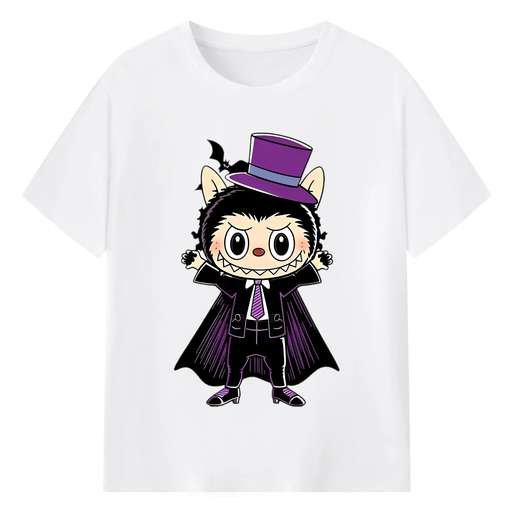 Labubu Cute Vampire Gentleman Cartoon DIY - 180g Cotton T-Shirt With Front Heat Transfer Print – Soft, Lightweight, Fitted Design – Comfortable Casual Wear For Sports & Everyday Use