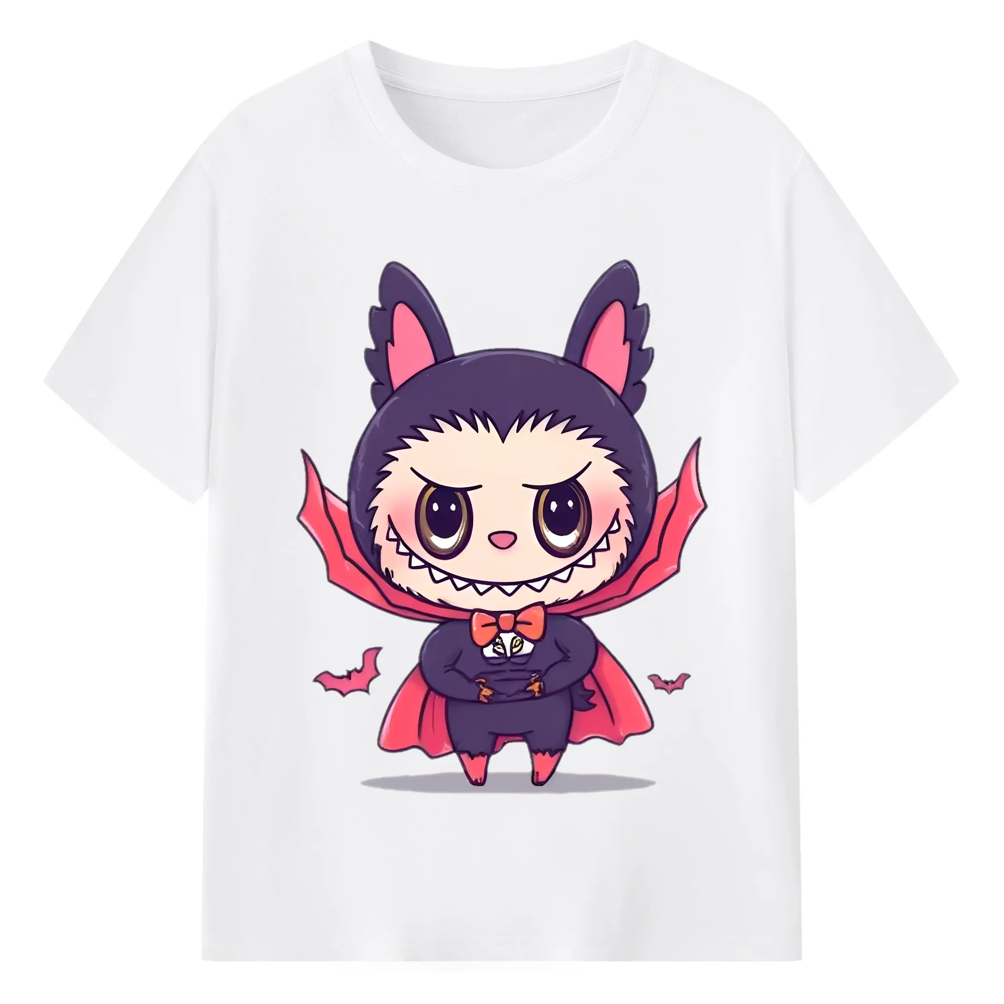 Labubu Cute Halloween Vampire Cartoon DIY - 180g Cotton T-Shirt With Front Heat Transfer Print – Soft, Lightweight, Fitted Design – Comfortable Casual Wear For Sports & Everyday Use