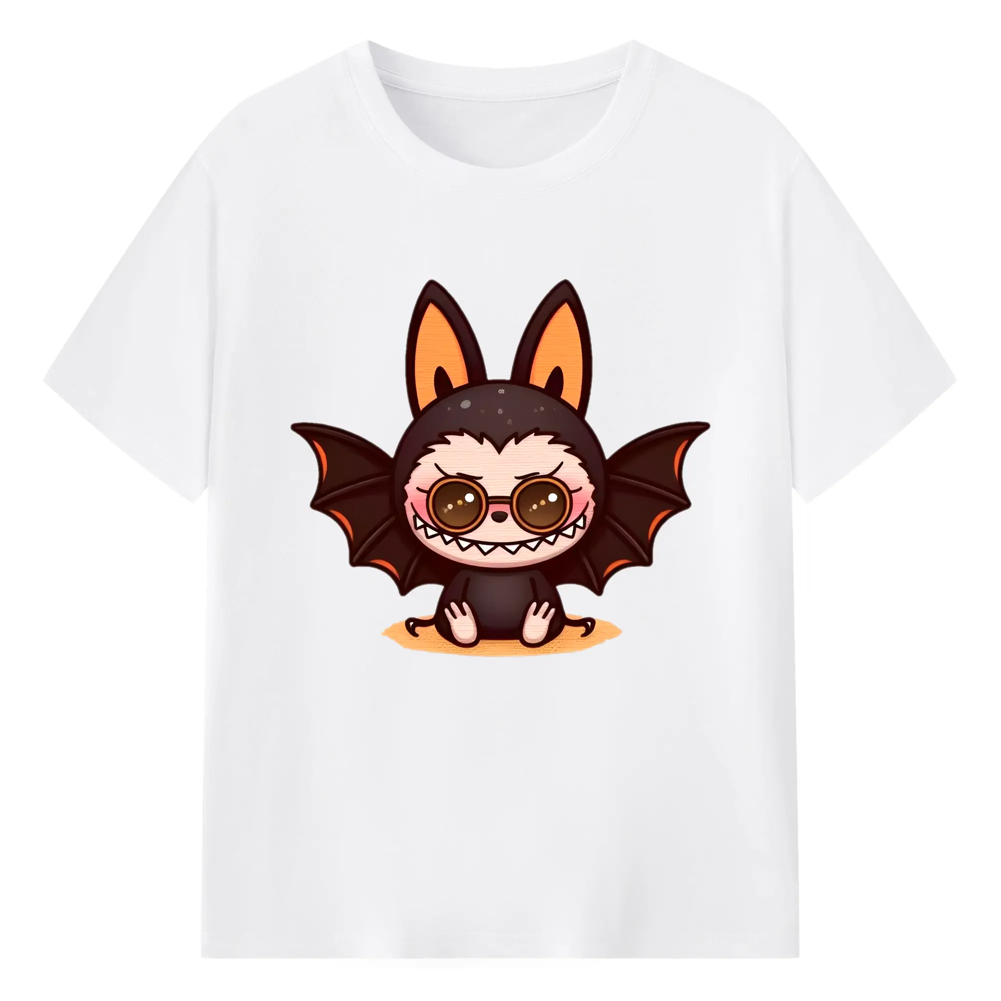 Labubu Kawaii Dark Bat Cartoon Trendy DIY - 180g Cotton T-Shirt With Front Heat Transfer Print – Soft, Lightweight, Fitted Design – Comfortable Casual Wear For Sports & Everyday Use