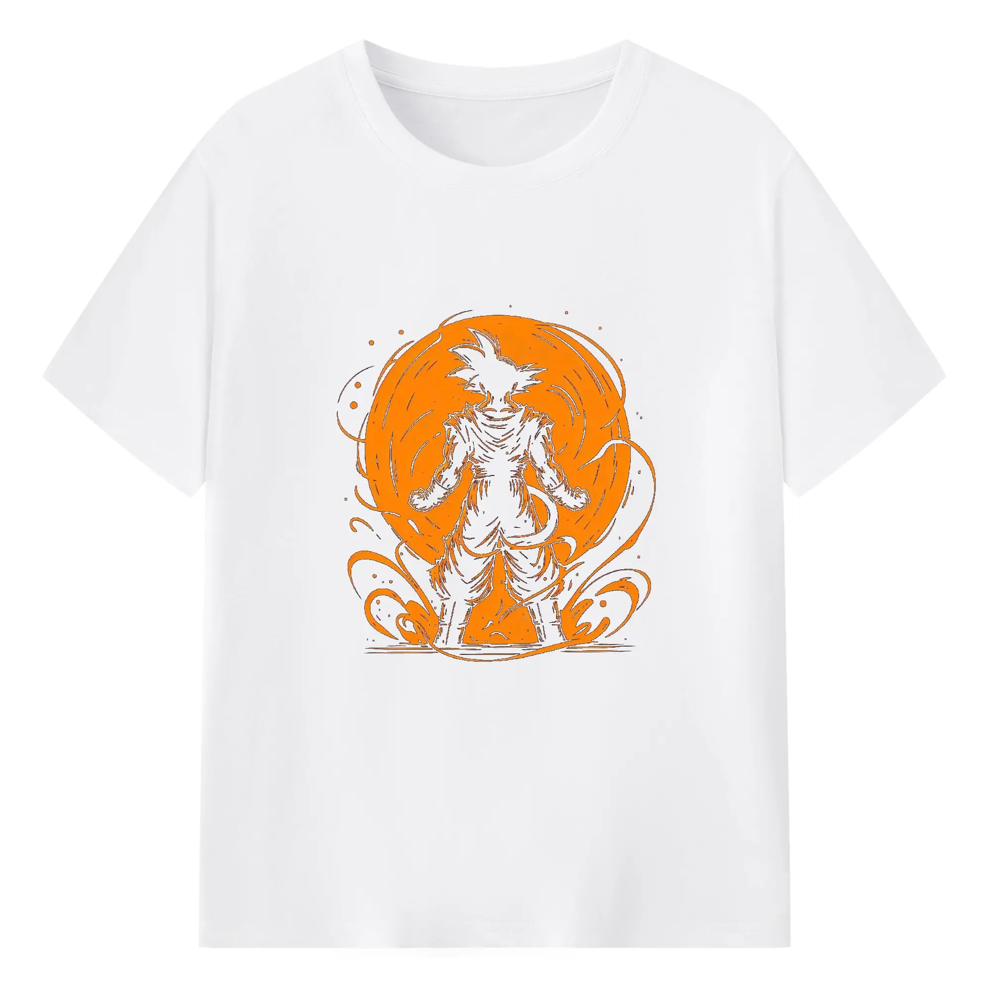 Dragon Ball Saiyan Minimalist Orange Style DIY - 180g Cotton T-Shirt With Front Heat Transfer Print – Soft, Lightweight, Fitted Design – Comfortable Casual Wear For Sports & Everyday Use