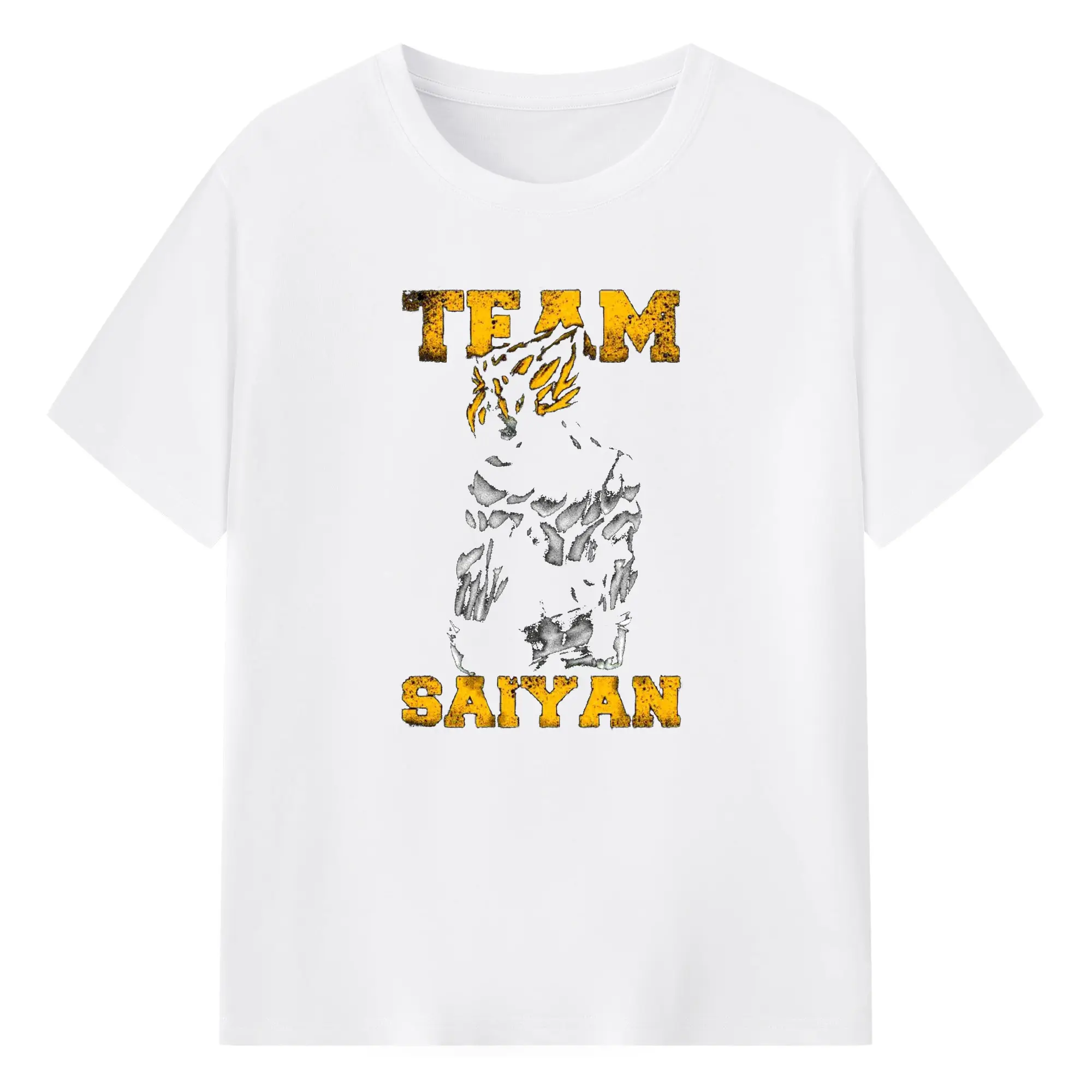 Dragon Ball Team Saiyan Vintage Style DIY Shirt - 180g Cotton T-Shirt With Front Heat Transfer Print – Soft, Lightweight, Fitted Design – Comfortable Casual Wear For Sports & Everyday Use