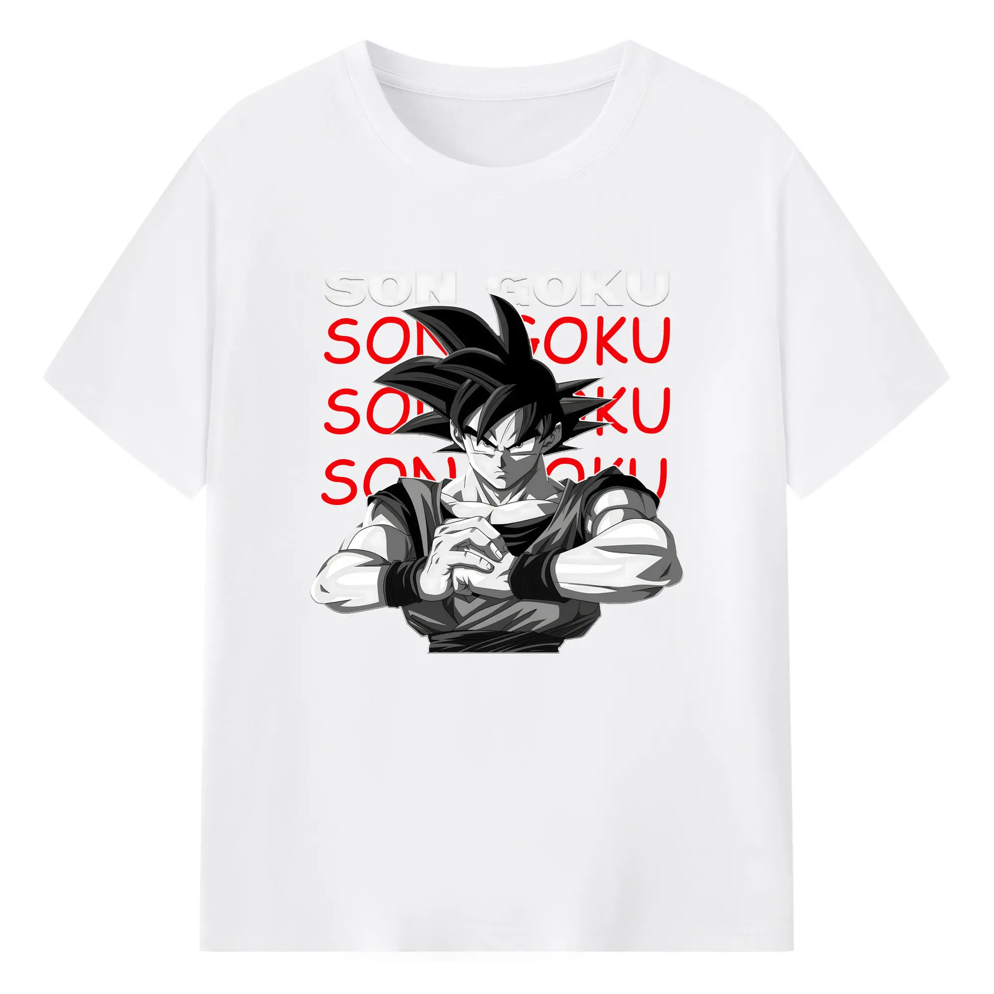Dragon Ball Son Goku Classic Pose DIY Shirt - 180g Cotton T-Shirt With Front Heat Transfer Print – Soft, Lightweight, Fitted Design – Comfortable Casual Wear For Sports & Everyday Use