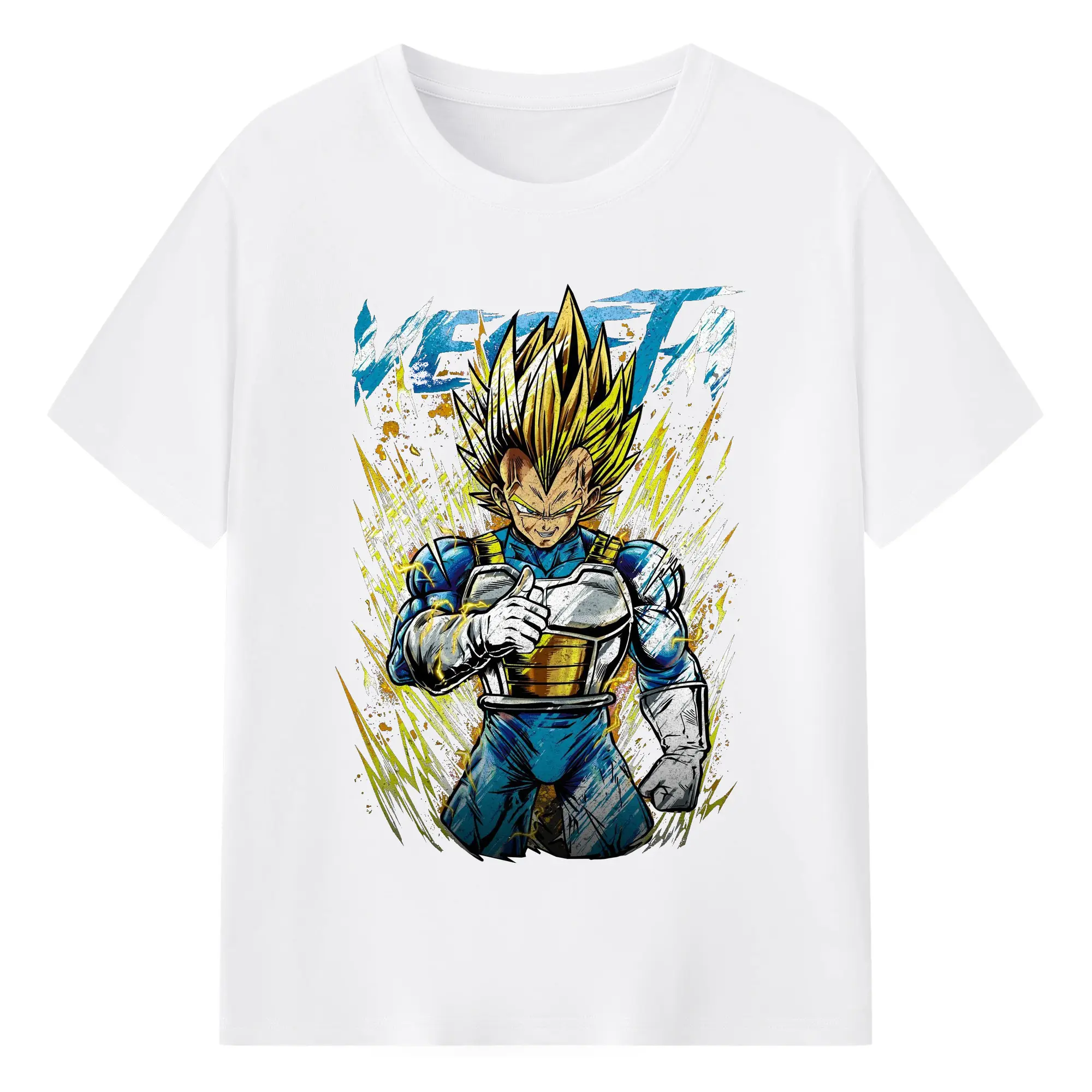 Dragon Ball Vegeta Super Saiyan Retro DIY Shirt - 180g Cotton T-Shirt With Front Heat Transfer Print – Soft, Lightweight, Fitted Design – Comfortable Casual Wear For Sports & Everyday Use