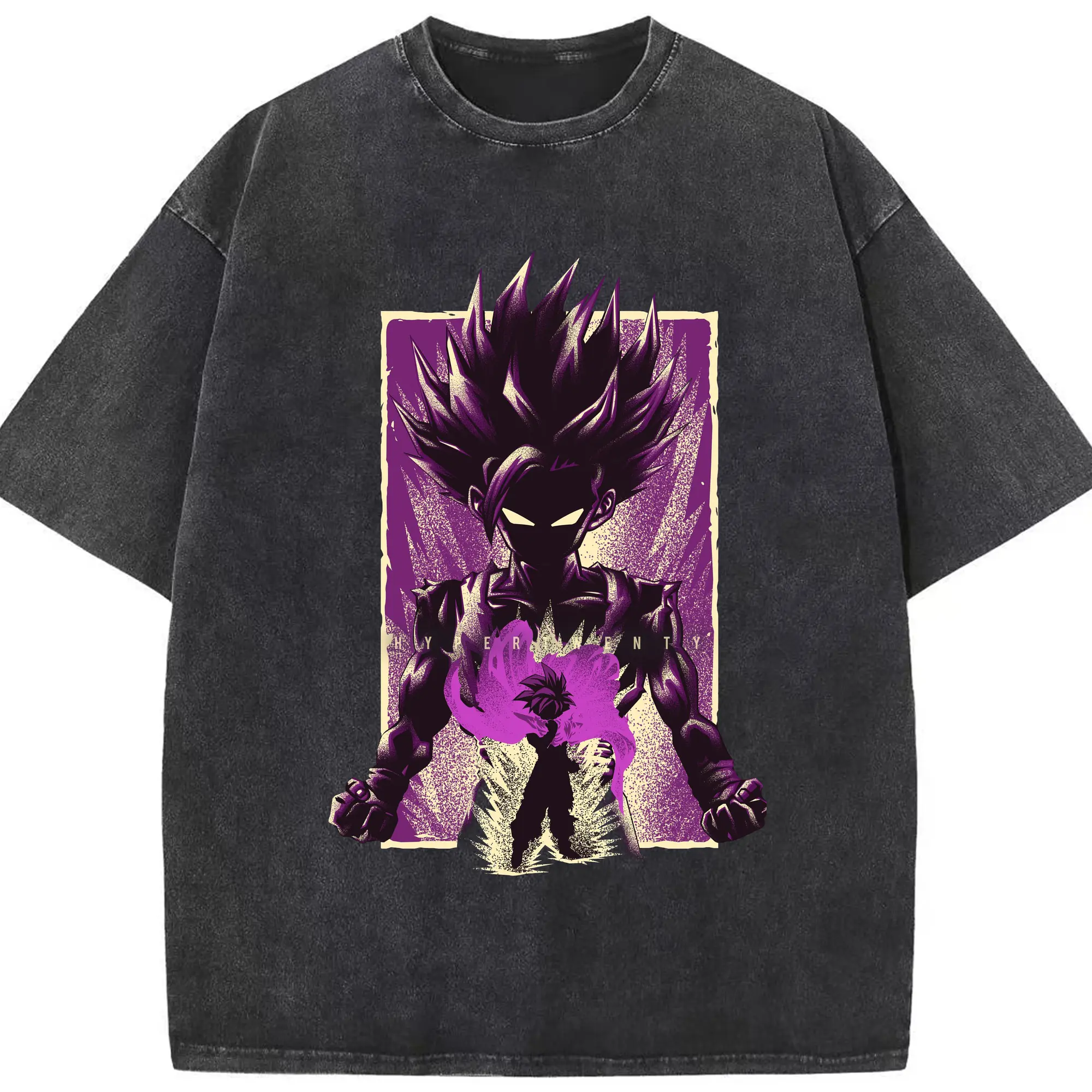 Dragon Ball Super Saiyan Vintage Style DIY Shirt - Washed Vintage Look 230g Cotton Oversized T-Shirt With Front Heat Transfer Print – Soft, Lightweight, Stylish Fit – Comfortable Casual Wear For Sports & Everyday Use