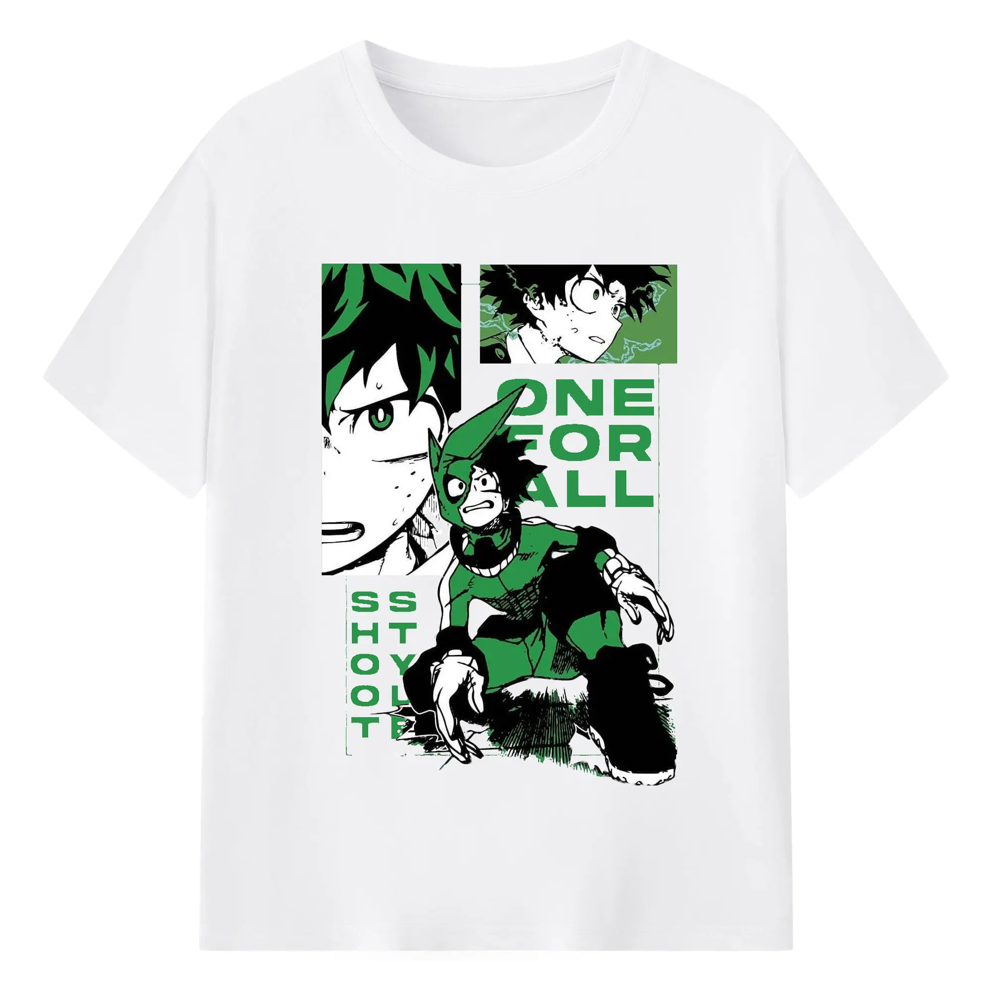 My Hero Academia Izuku Midoriya One For All DIY - 180g Cotton T-Shirt With Front Heat Transfer Print – Soft, Lightweight, Fitted Design – Comfortable Casual Wear For Sports & Everyday Use