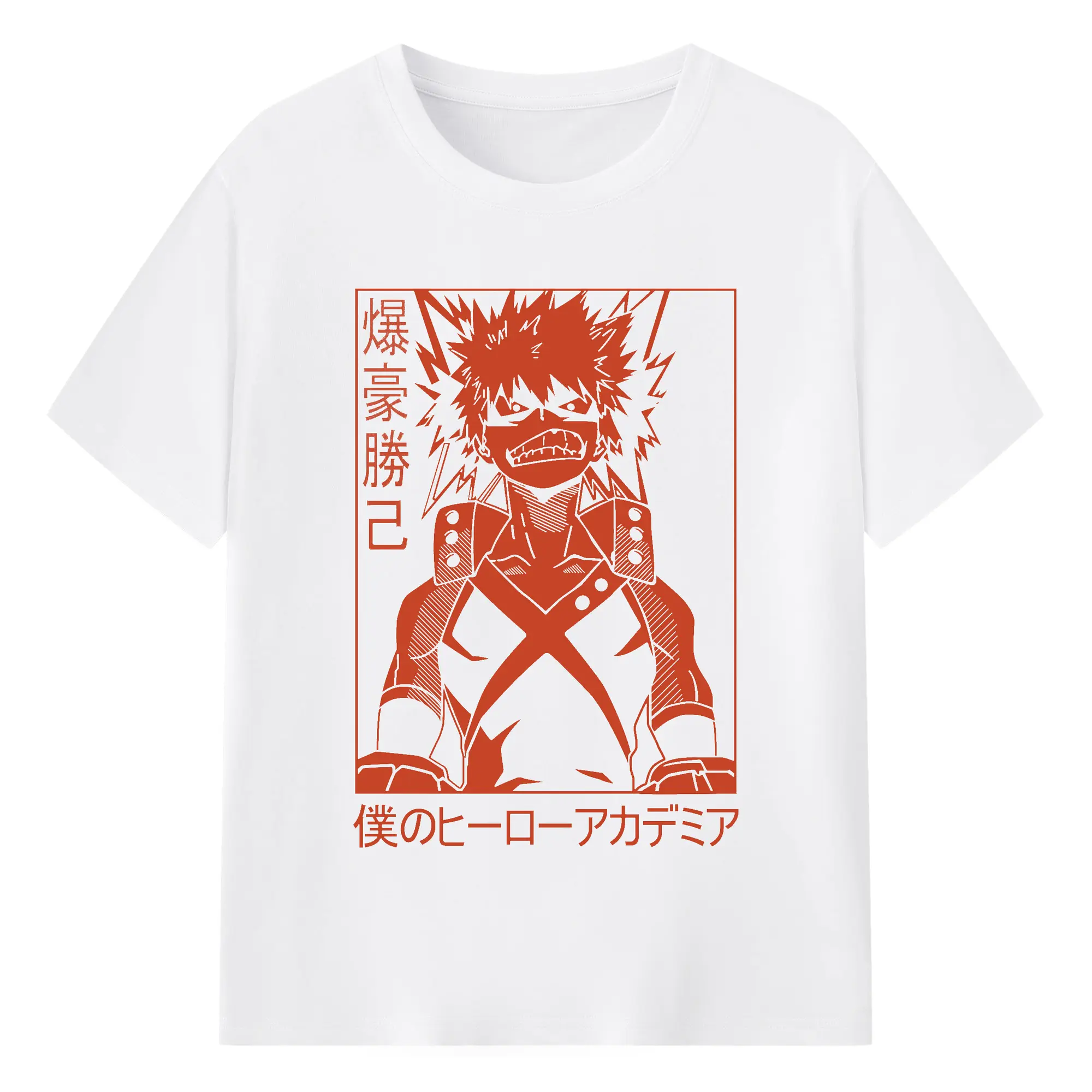 My Hero Academia Katsuki Bakugo Red Line Art DIY - 180g Cotton T-Shirt With Front Heat Transfer Print – Soft, Lightweight, Fitted Design – Comfortable Casual Wear For Sports & Everyday Use