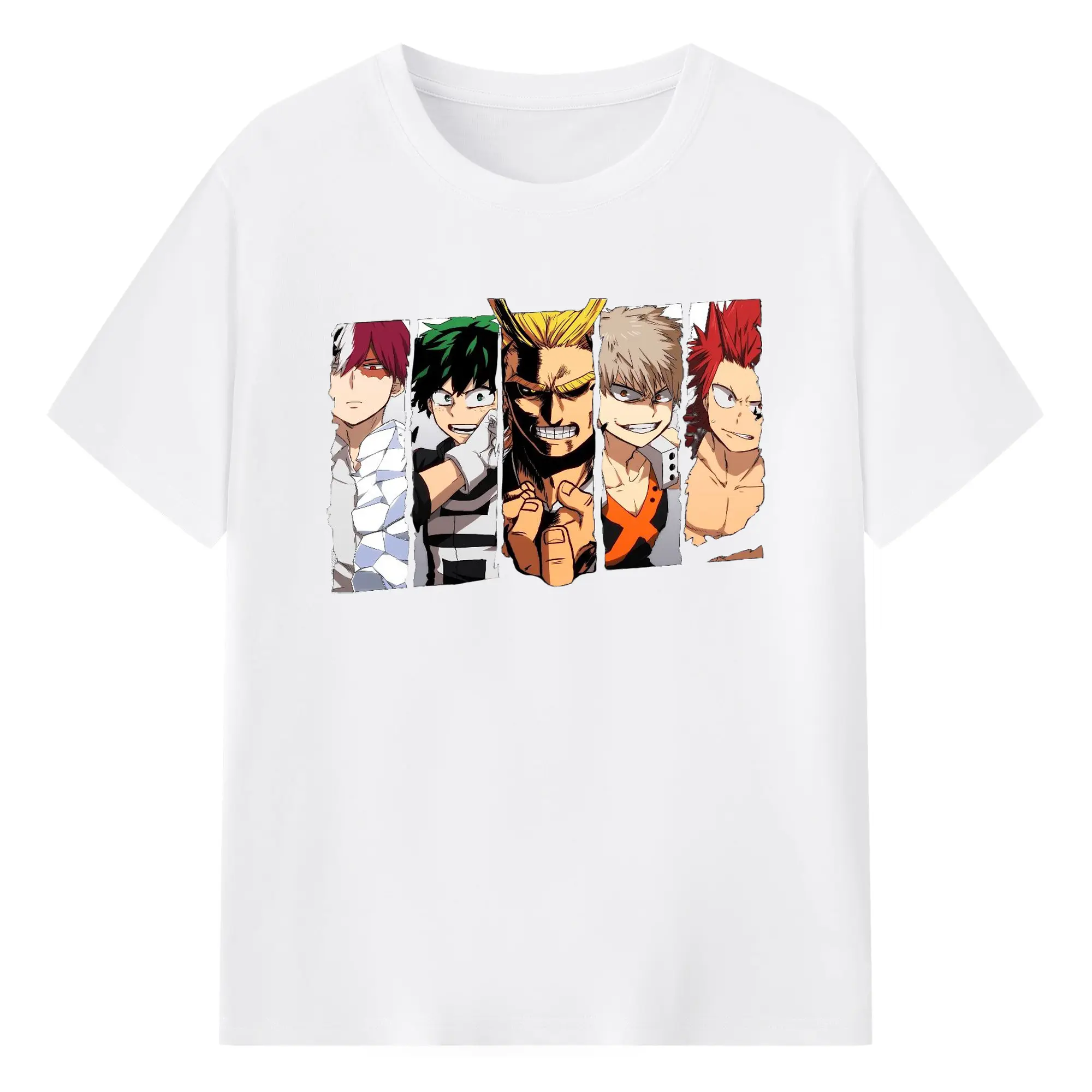 My Hero Academia Core Heroes Collage DIY - 180g Cotton T-Shirt With Front Heat Transfer Print – Soft, Lightweight, Fitted Design – Comfortable Casual Wear For Sports & Everyday Use