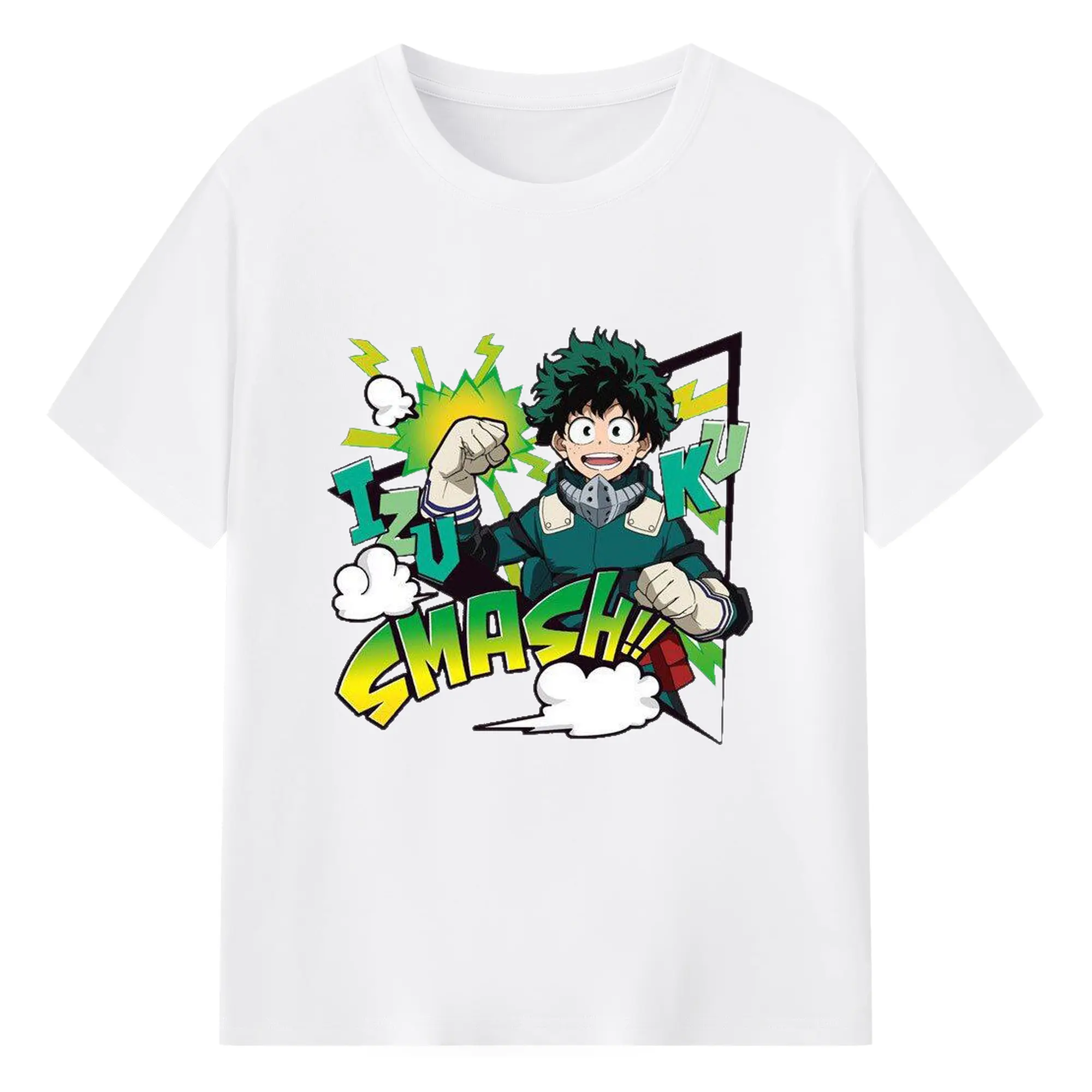 My Hero Academia Izuku Midoriya Smash DIY - 180g Cotton T-Shirt With Front Heat Transfer Print – Soft, Lightweight, Fitted Design – Comfortable Casual Wear For Sports & Everyday Use