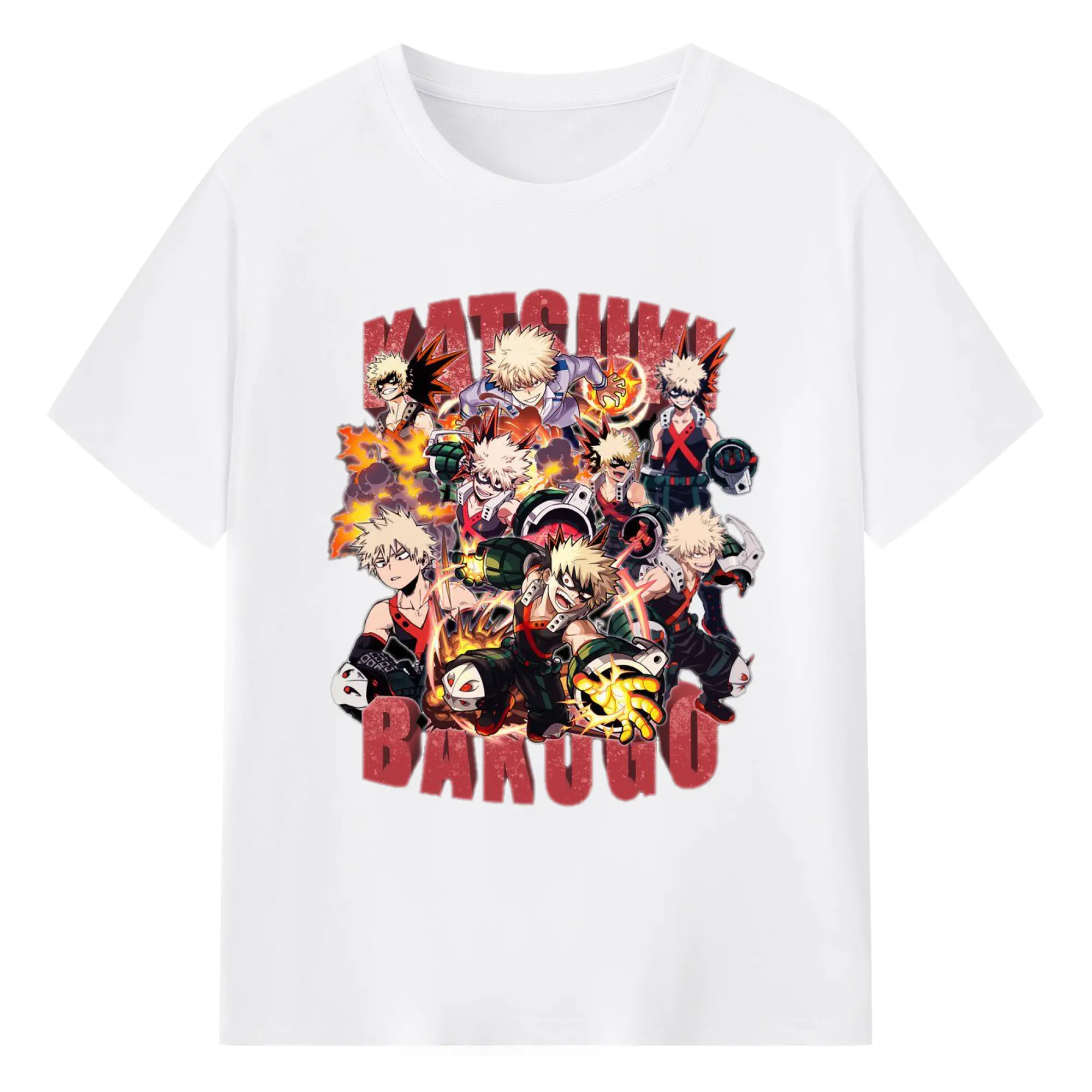 My Hero Academia Katsuki Bakugo DIY - 180g Cotton T-Shirt With Front Heat Transfer Print – Soft, Lightweight, Fitted Design – Comfortable Casual Wear For Sports & Everyday Use