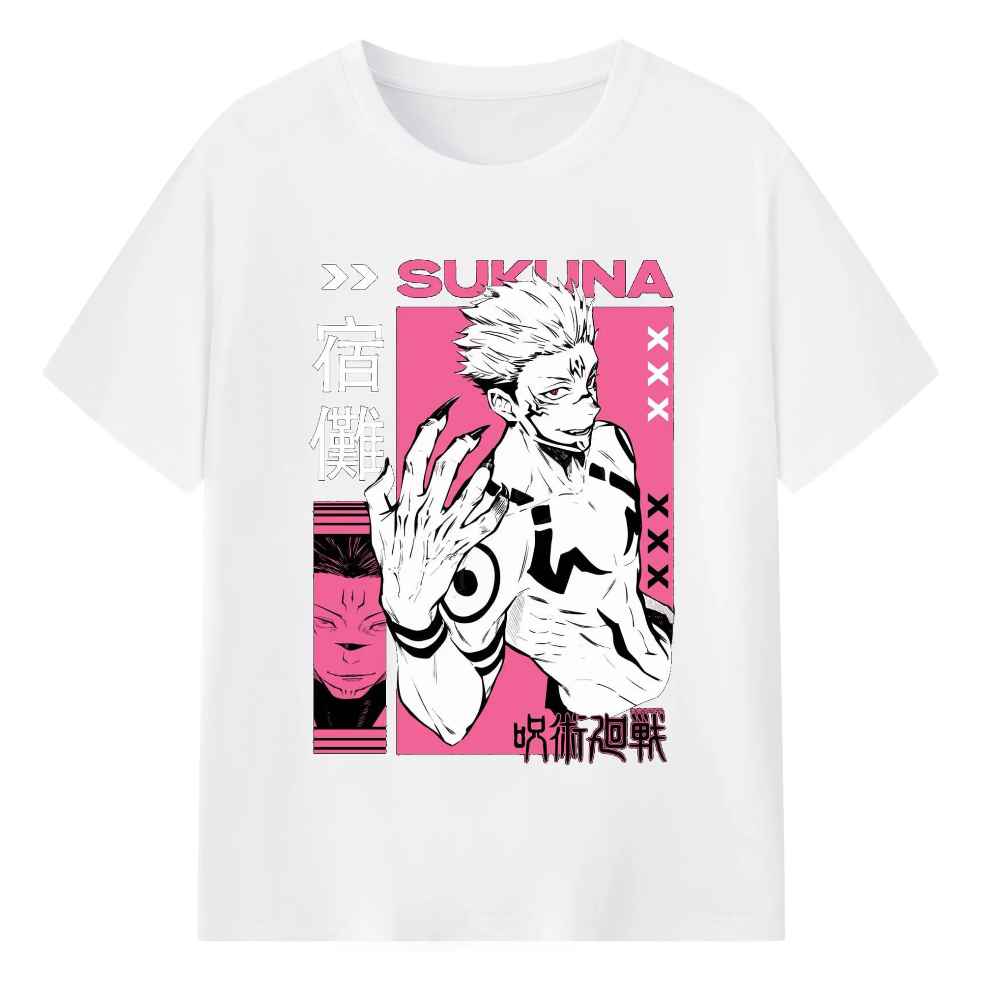 Jujutsu Kaisen Sukuna Trendy DIY - 180g Cotton T-Shirt With Front Heat Transfer Print – Soft, Lightweight, Fitted Design – Comfortable Casual Wear For Sports & Everyday Use