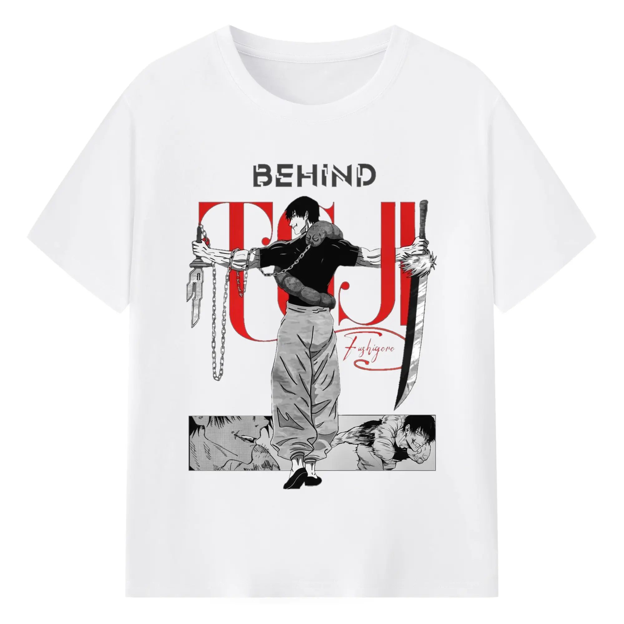 Jujutsu Kaisen-Inspired Toji Fushiguro Manga Art Trendy DIY - 180g Cotton T-Shirt With Front Heat Transfer Print – Soft, Lightweight, Fitted Design – Comfortable Casual Wear For Sports & Everyday Use