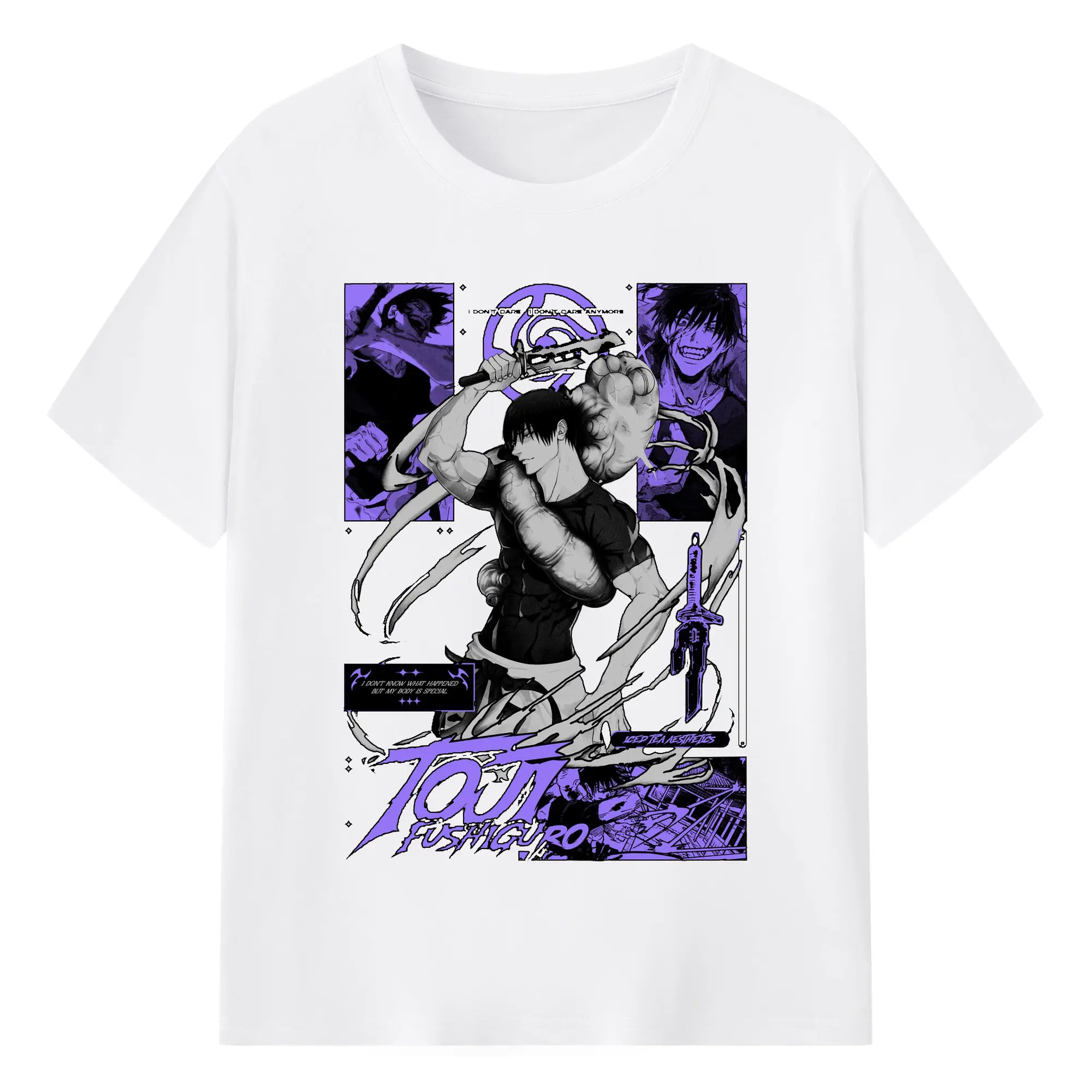 Jujutsu Kaisen Toji Fushiguro Dark Manga DIY - 180g Cotton T-Shirt With Front Heat Transfer Print – Soft, Lightweight, Fitted Design – Comfortable Casual Wear For Sports & Everyday Use