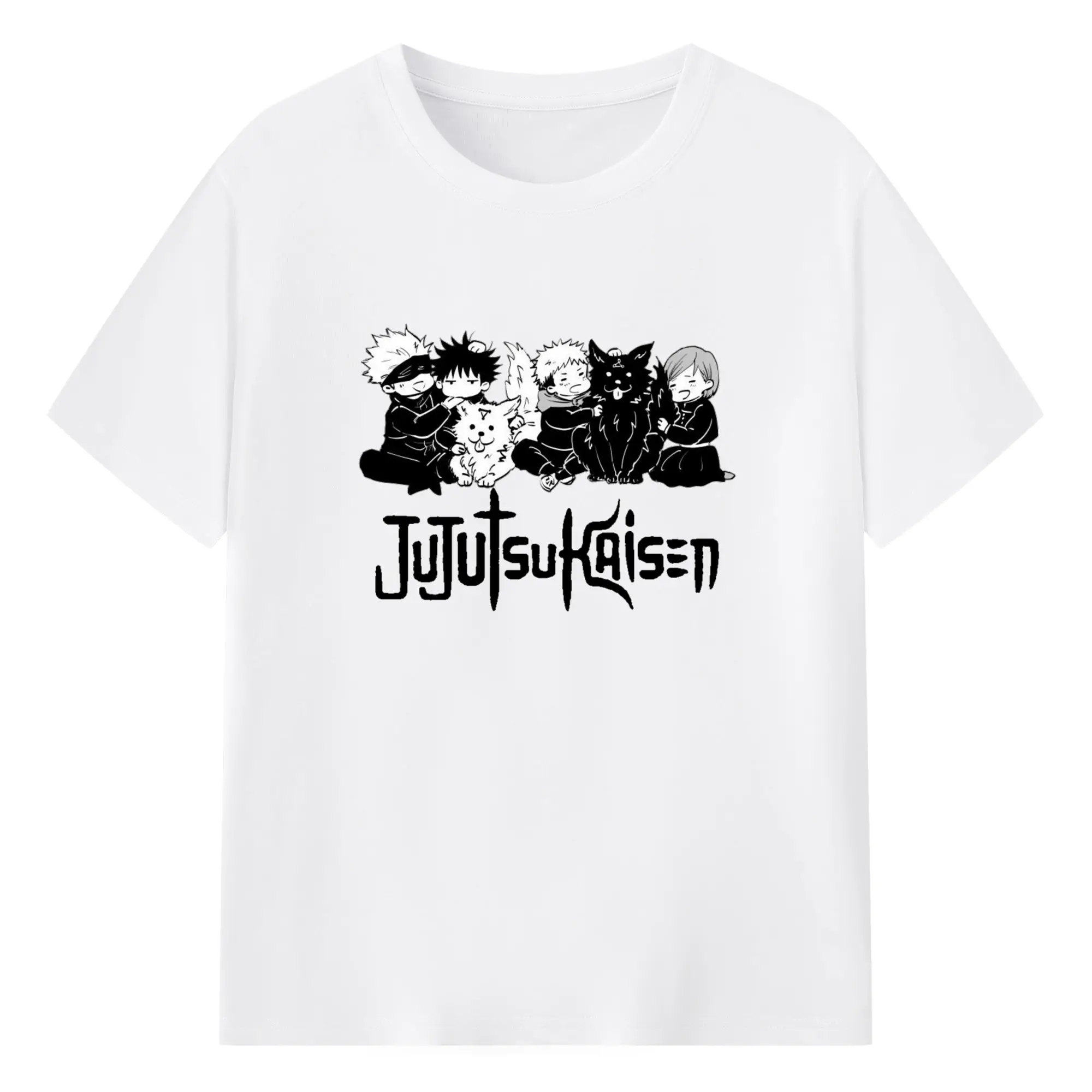 Jujutsu Kaisen Chibi Characters DIY - 180g Cotton T-Shirt With Front Heat Transfer Print – Soft, Lightweight, Fitted Design – Comfortable Casual Wear For Sports & Everyday Use
