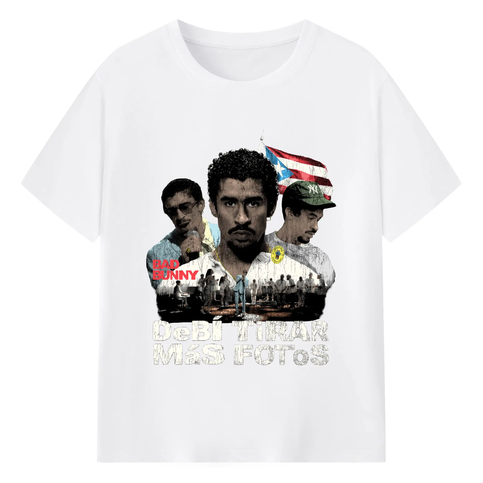 Bad Bunny Puerto Rican Retro Music DIY - 180g Cotton T-Shirt With Front Heat Transfer Print – Soft, Lightweight, Fitted Design – Comfortable Casual Wear For Sports & Everyday Use