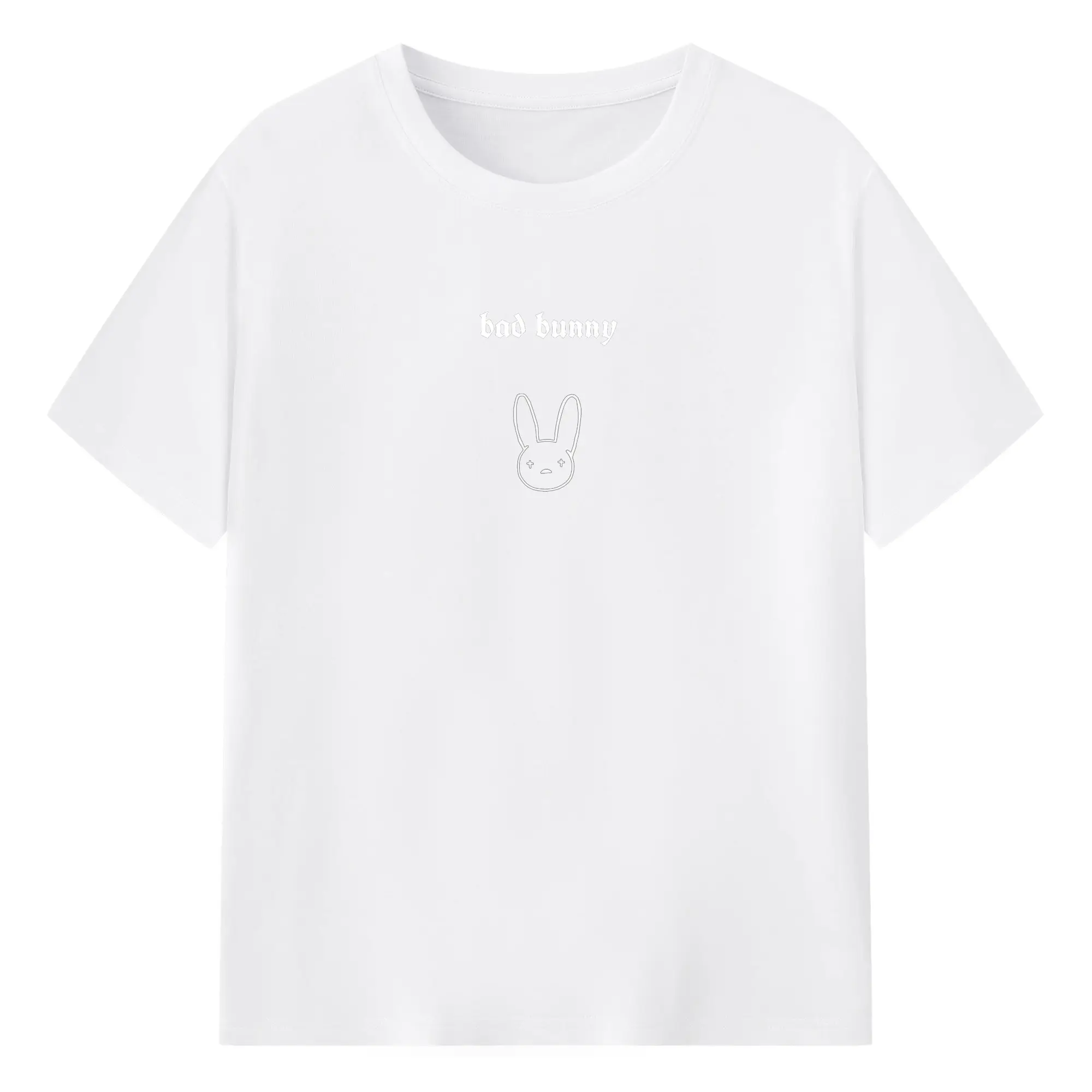 Bad Bunny Minimalist Line Art DIY - 180g Cotton T-Shirt With Front Heat Transfer Print – Soft, Lightweight, Fitted Design – Comfortable Casual Wear For Sports & Everyday Use