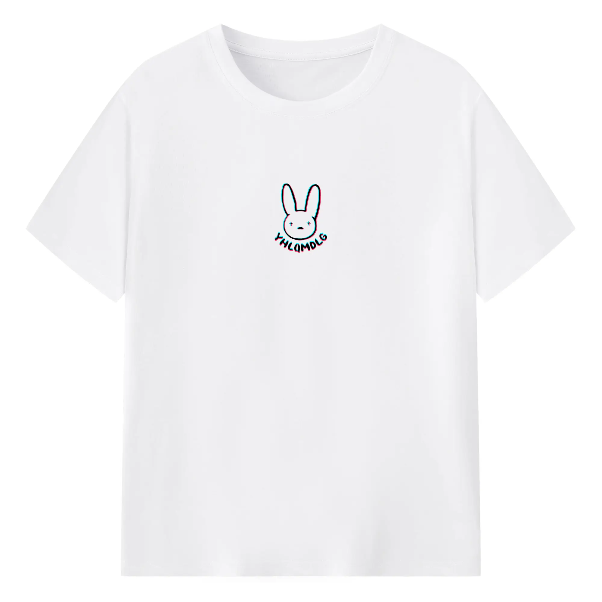 Bad Bunny YHLQMDLG Cyber Cartoon DIY - 180g Cotton T-Shirt With Front Heat Transfer Print – Soft, Lightweight, Fitted Design – Comfortable Casual Wear For Sports & Everyday Use