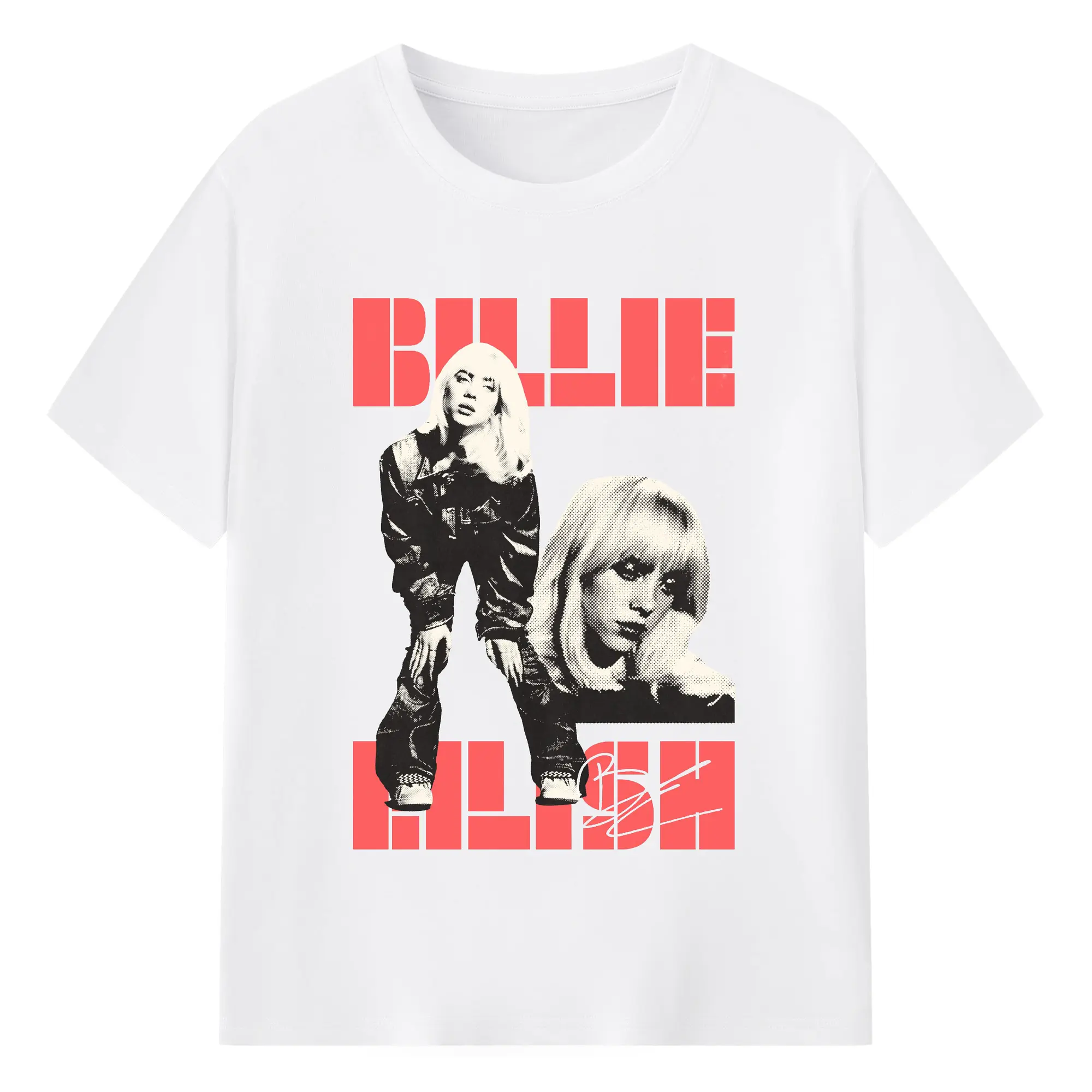 Billie Eilish Retro Pop Punk DIY - 180g Cotton T-Shirt With Front Heat Transfer Print – Soft, Lightweight, Fitted Design – Comfortable Casual Wear For Sports & Everyday Use