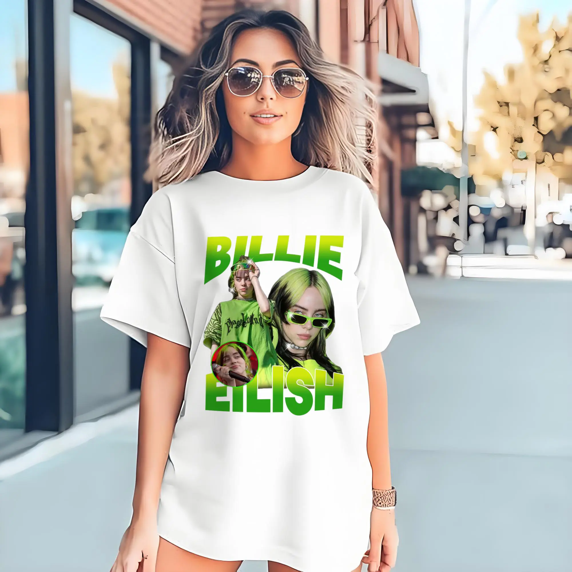 Billie Eilish Fluorescent Green Neon Retro DIY