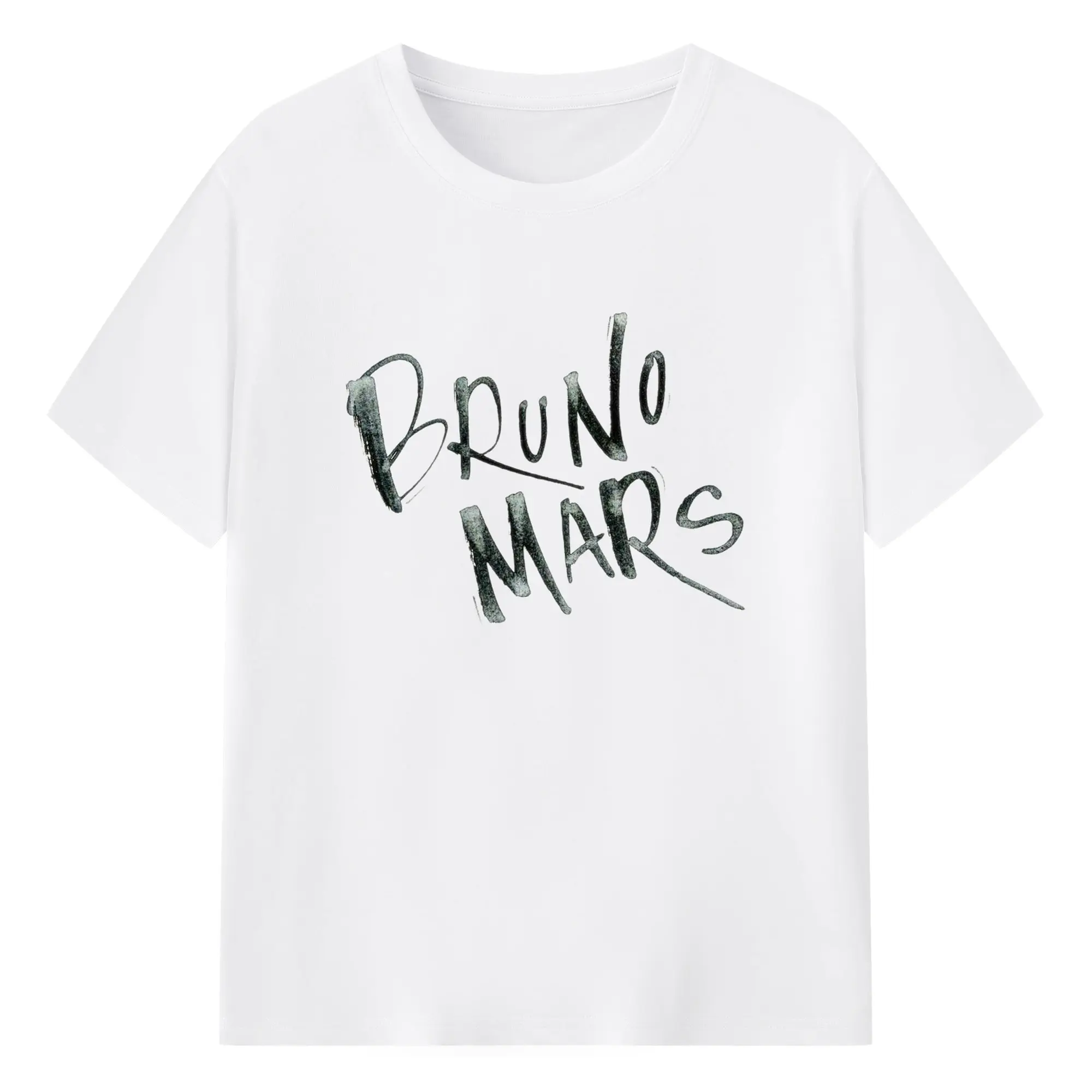 Bruno Mars Retro Handwritten Art DIY - 180g Cotton T-Shirt With Front Heat Transfer Print – Soft, Lightweight, Fitted Design – Comfortable Casual Wear For Sports & Everyday Use