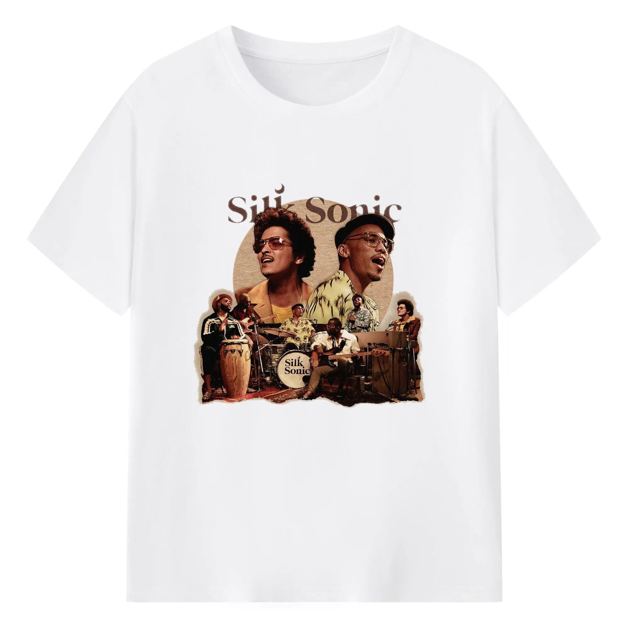 Bruno Mars Silk Sonic Retro Soul Funk DIY - 180g Cotton T-Shirt With Front Heat Transfer Print – Soft, Lightweight, Fitted Design – Comfortable Casual Wear For Sports & Everyday Use