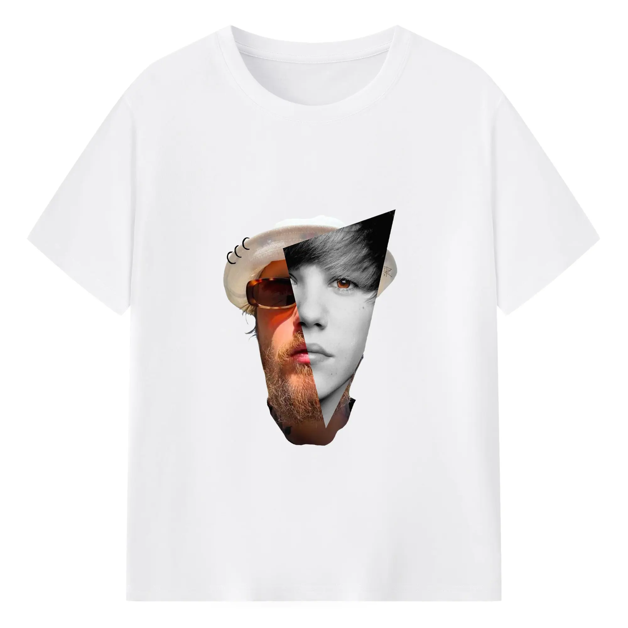 Justin Bieber Surreal Collage Avant-Garde DIY - 180g Cotton T-Shirt With Front Heat Transfer Print – Soft, Lightweight, Fitted Design – Comfortable Casual Wear For Sports & Everyday Use