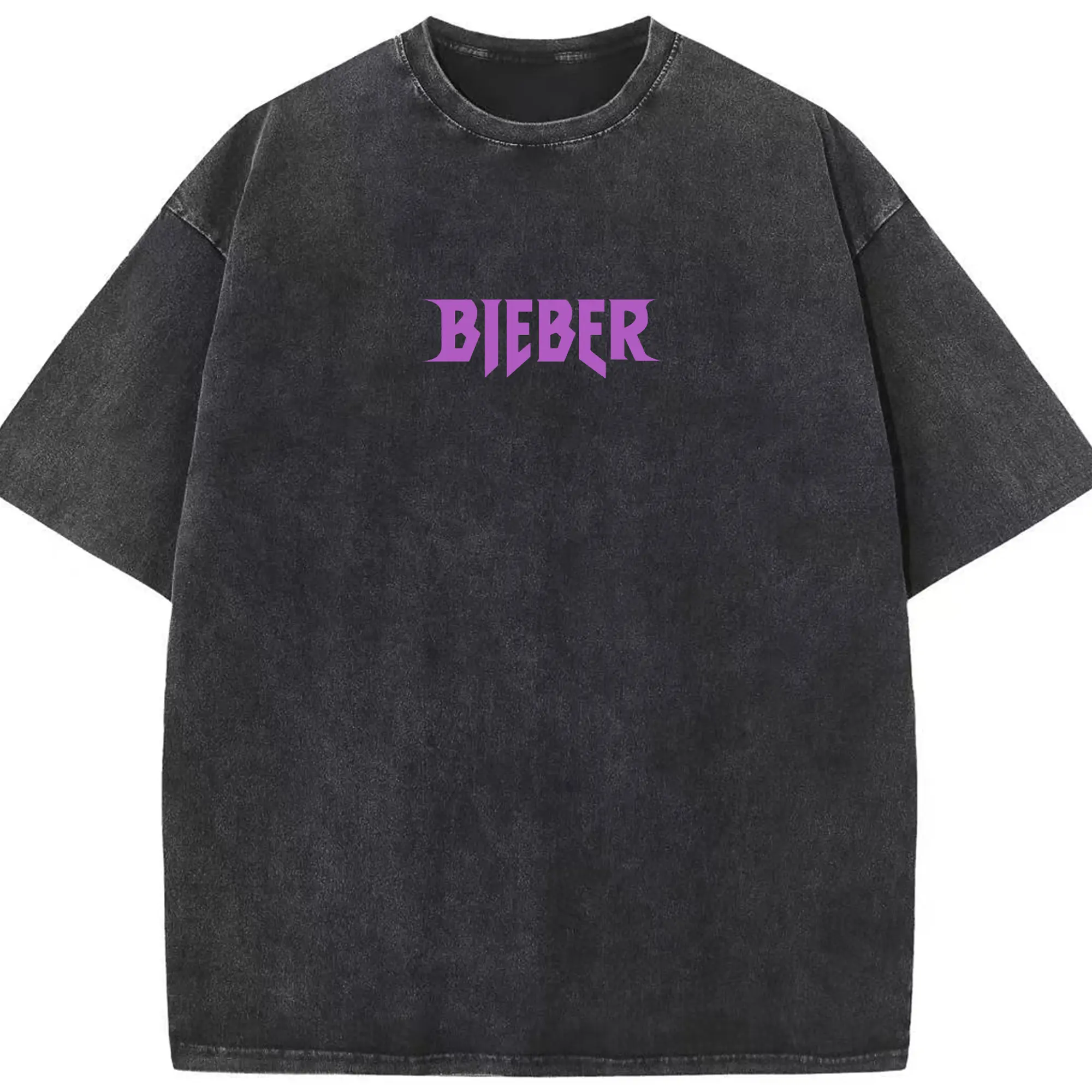 Justin Bieber Gothic Style DIY - Washed Vintage Look 230g Cotton Oversized T-Shirt With Front Heat Transfer Print – Soft, Lightweight, Stylish Fit – Comfortable Casual Wear For Sports & Everyday Use