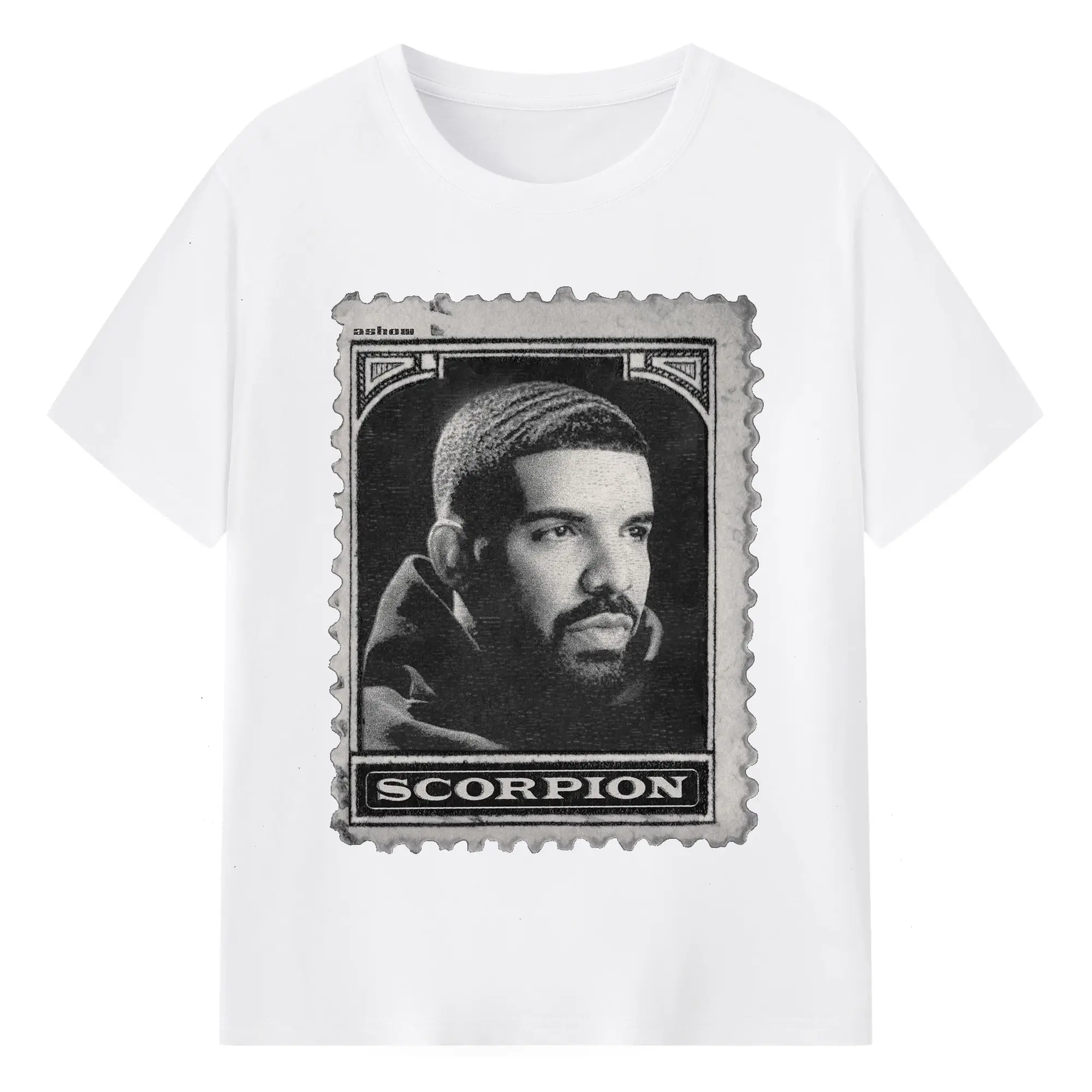Drake Retro Stamp Scorpion DIY - 180g Cotton T-Shirt With Front Heat Transfer Print – Soft, Lightweight, Fitted Design – Comfortable Casual Wear For Sports & Everyday Use