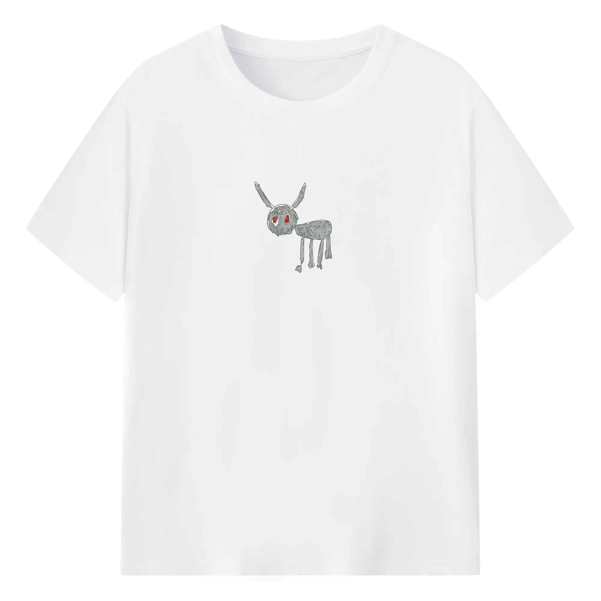 Dark Hand-Drawn Weird Creature DIY - 180g Cotton T-Shirt With Front Heat Transfer Print – Soft, Lightweight, Fitted Design – Comfortable Casual Wear For Sports & Everyday Use