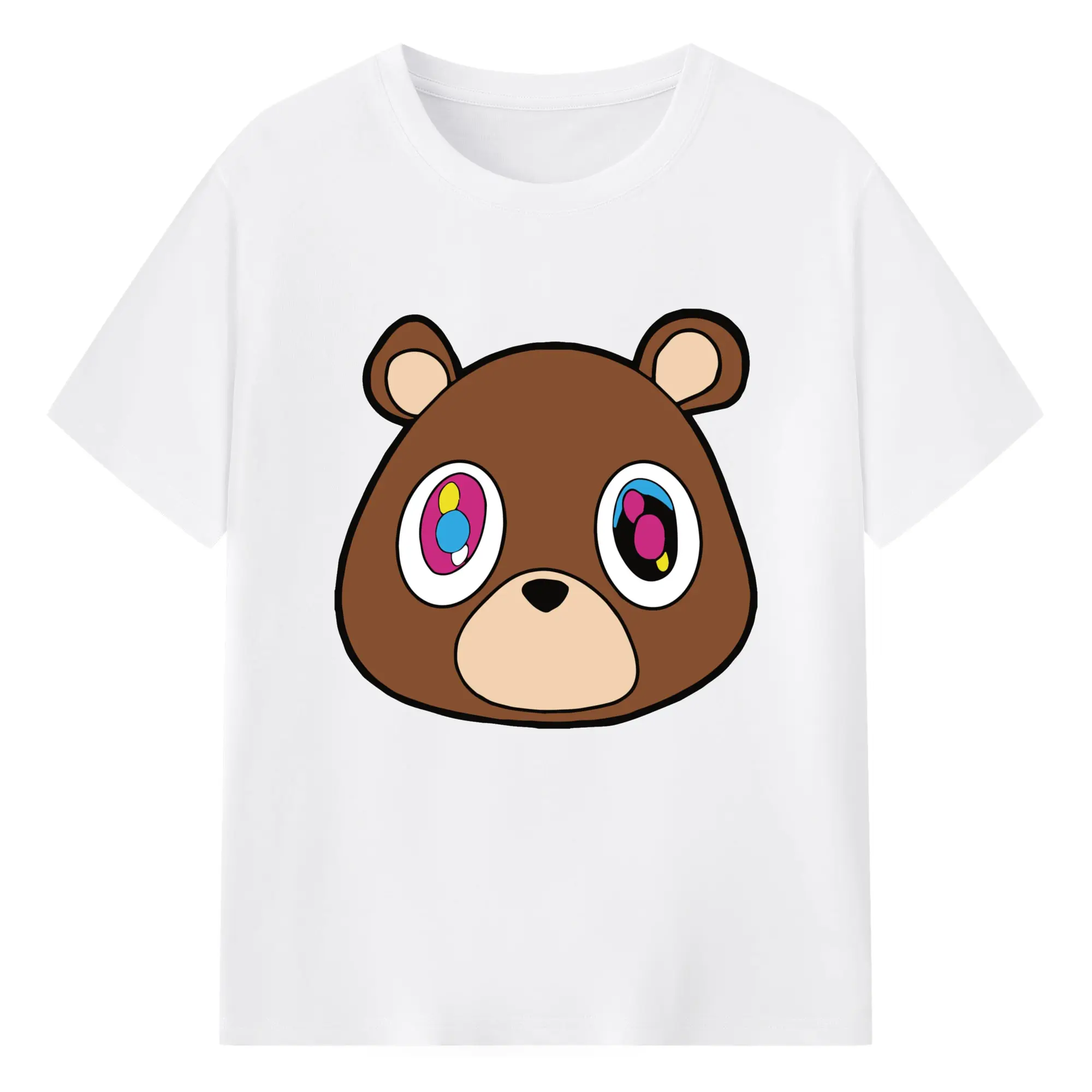 Kanye West Cartoon Pop Art Bear DIY - 180g Cotton T-Shirt With Front Heat Transfer Print – Soft, Lightweight, Fitted Design – Comfortable Casual Wear For Sports & Everyday Use