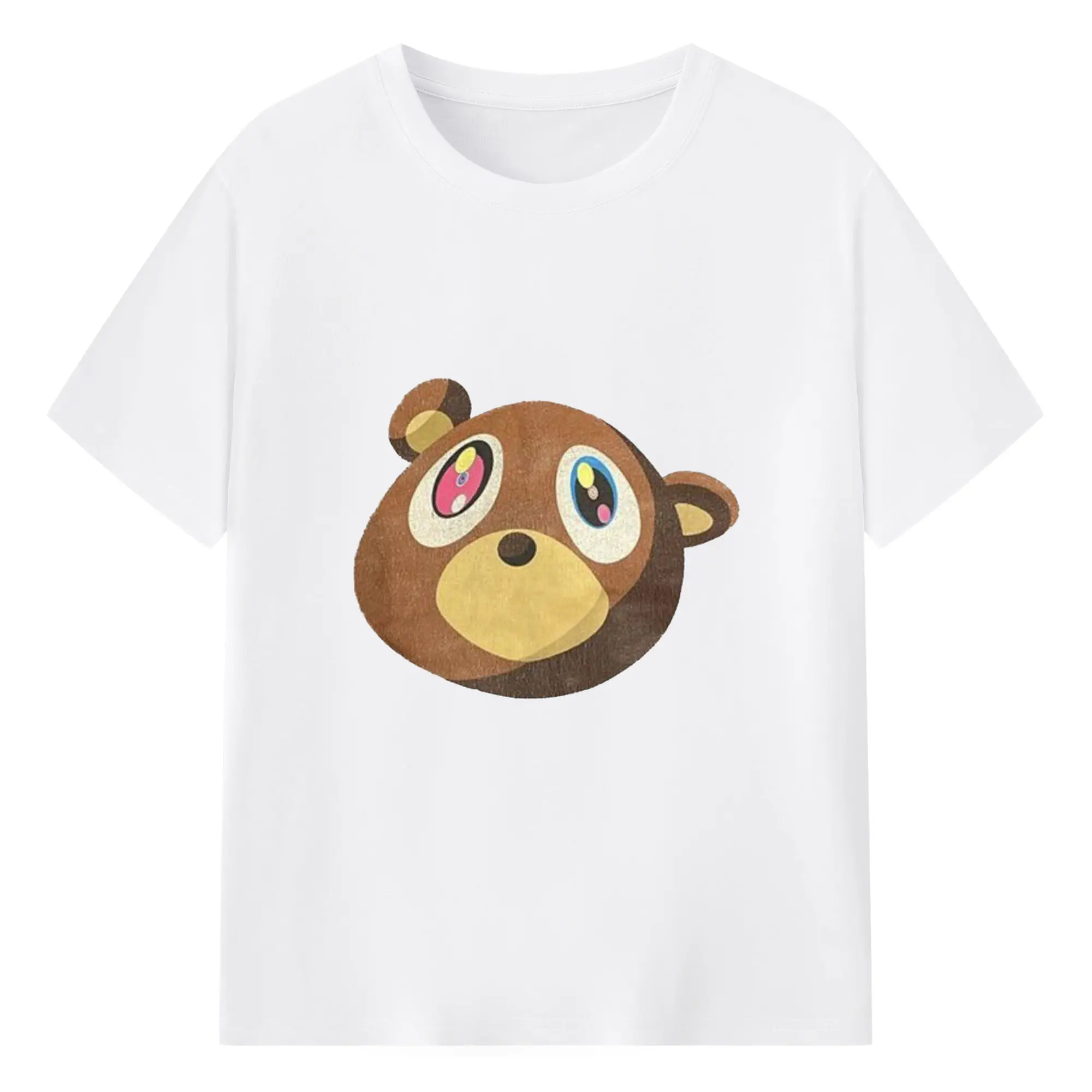 Kanye West Retro Pop Art Cartoon Bear DIY - 180g Cotton T-Shirt With Front Heat Transfer Print – Soft, Lightweight, Fitted Design – Comfortable Casual Wear For Sports & Everyday Use