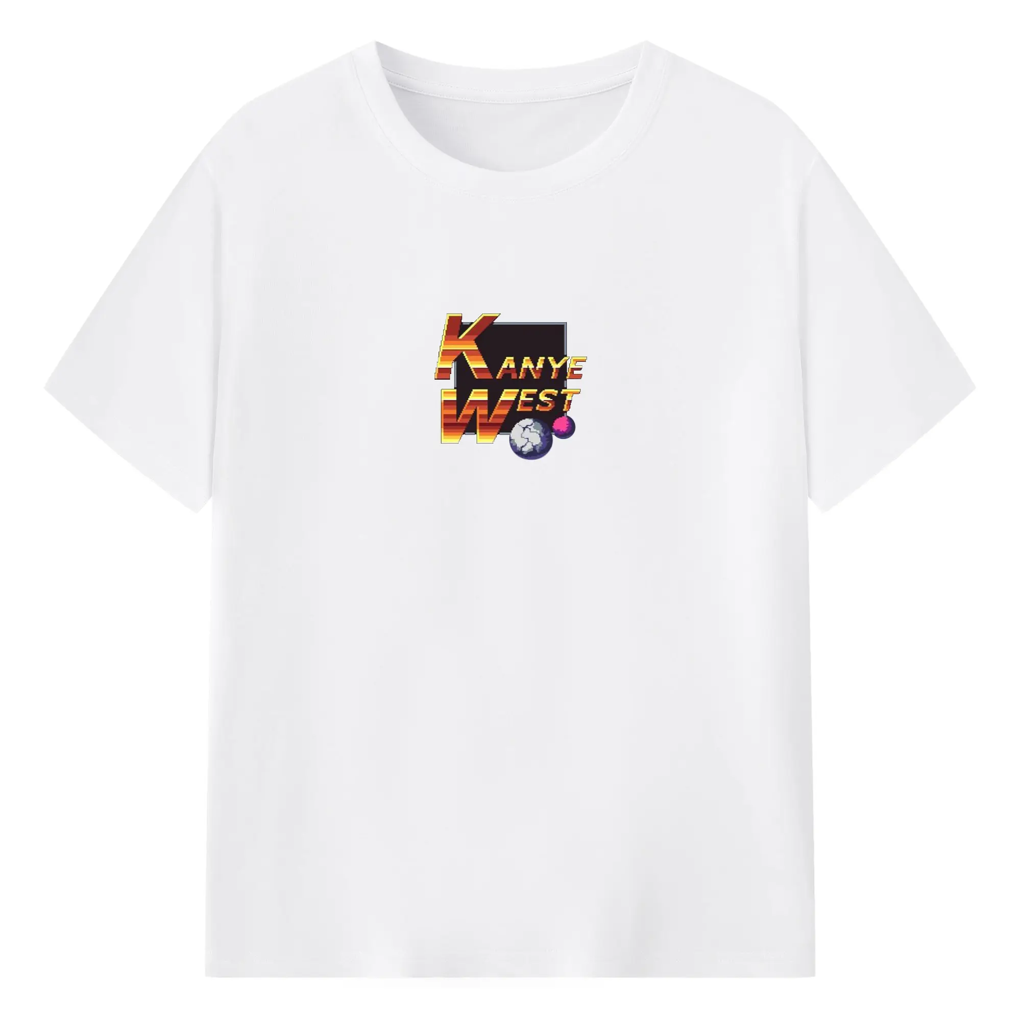 Kanye West Pixel Art Retro Gaming DIY - 180g Cotton T-Shirt With Front Heat Transfer Print – Soft, Lightweight, Fitted Design – Comfortable Casual Wear For Sports & Everyday Use
