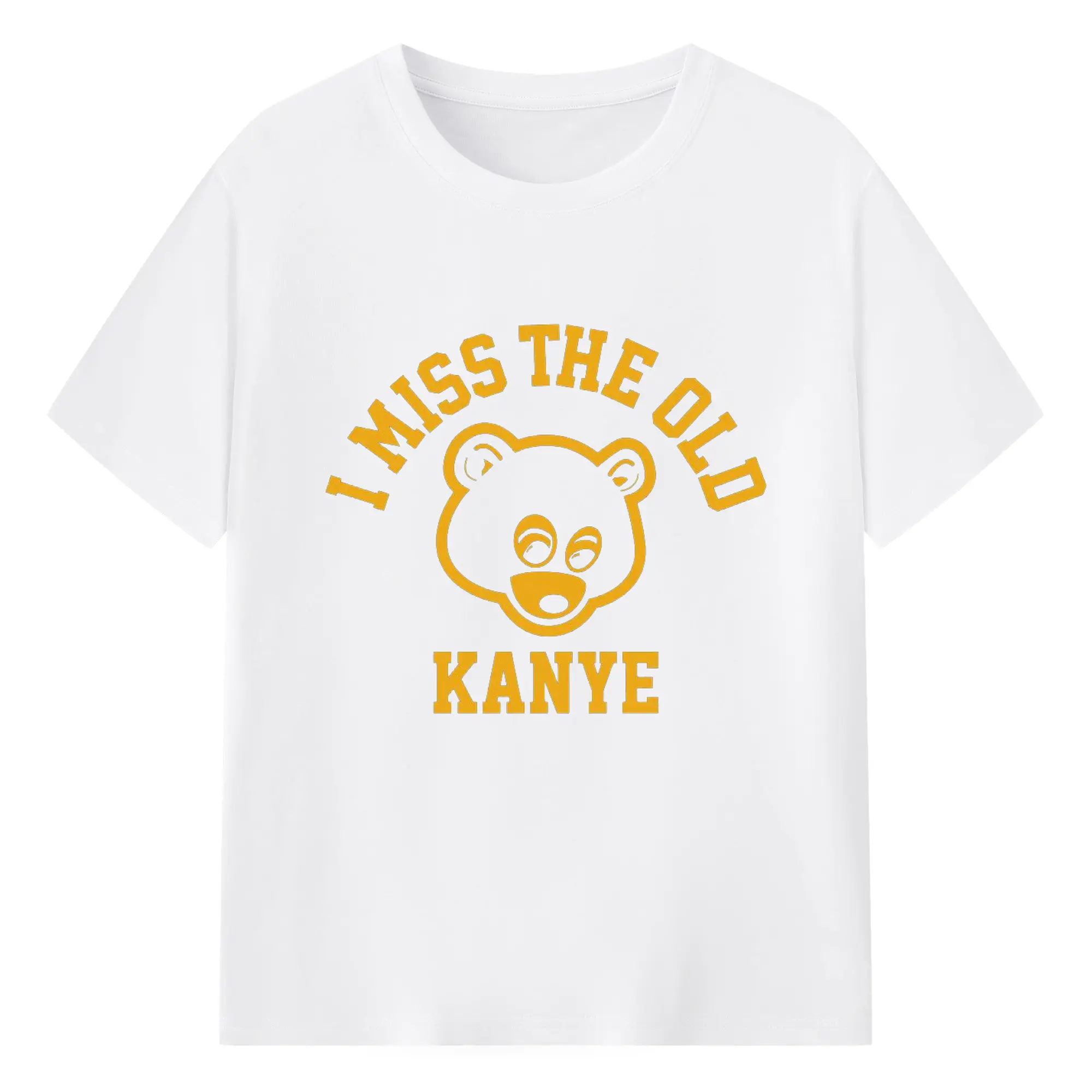 “I Miss The Old Kanye” Retro College Dropout Bear DIY - 180g Cotton T-Shirt With Front Heat Transfer Print – Soft, Lightweight, Fitted Design – Comfortable Casual Wear For Sports & Everyday Use