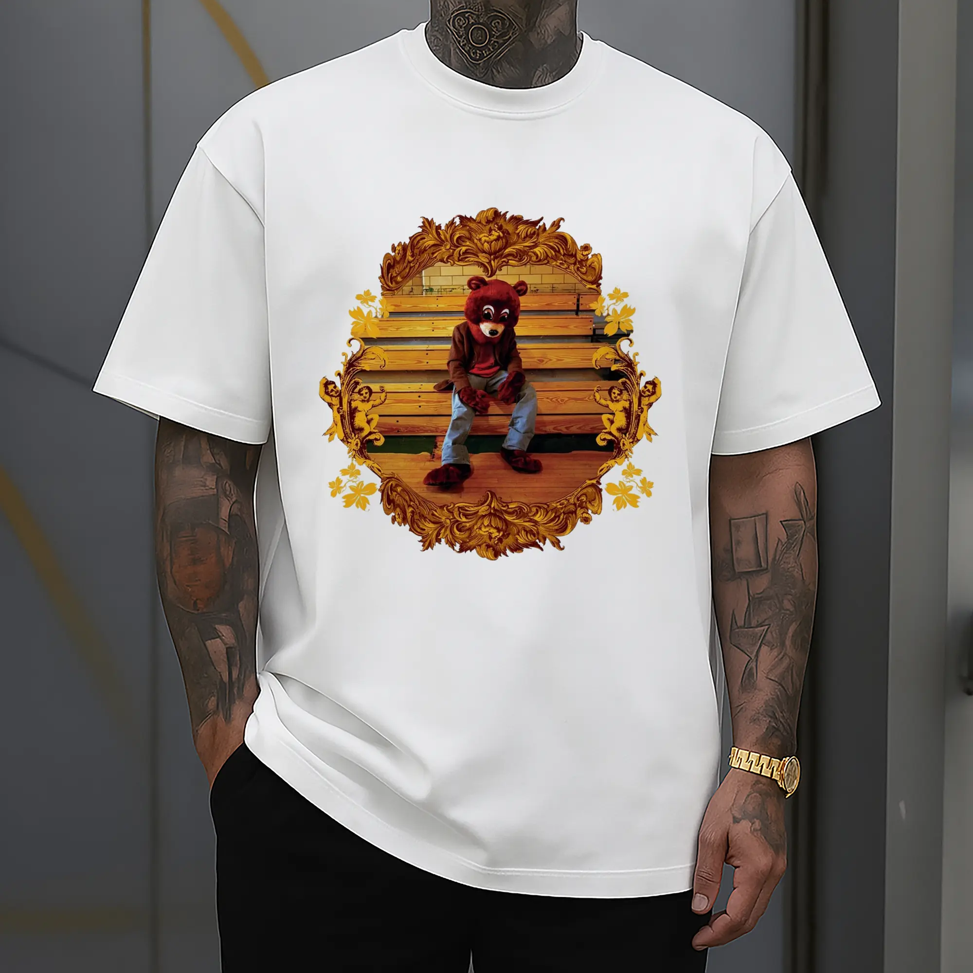 Kanye West College Dropout Bear Retro Baroque DIY