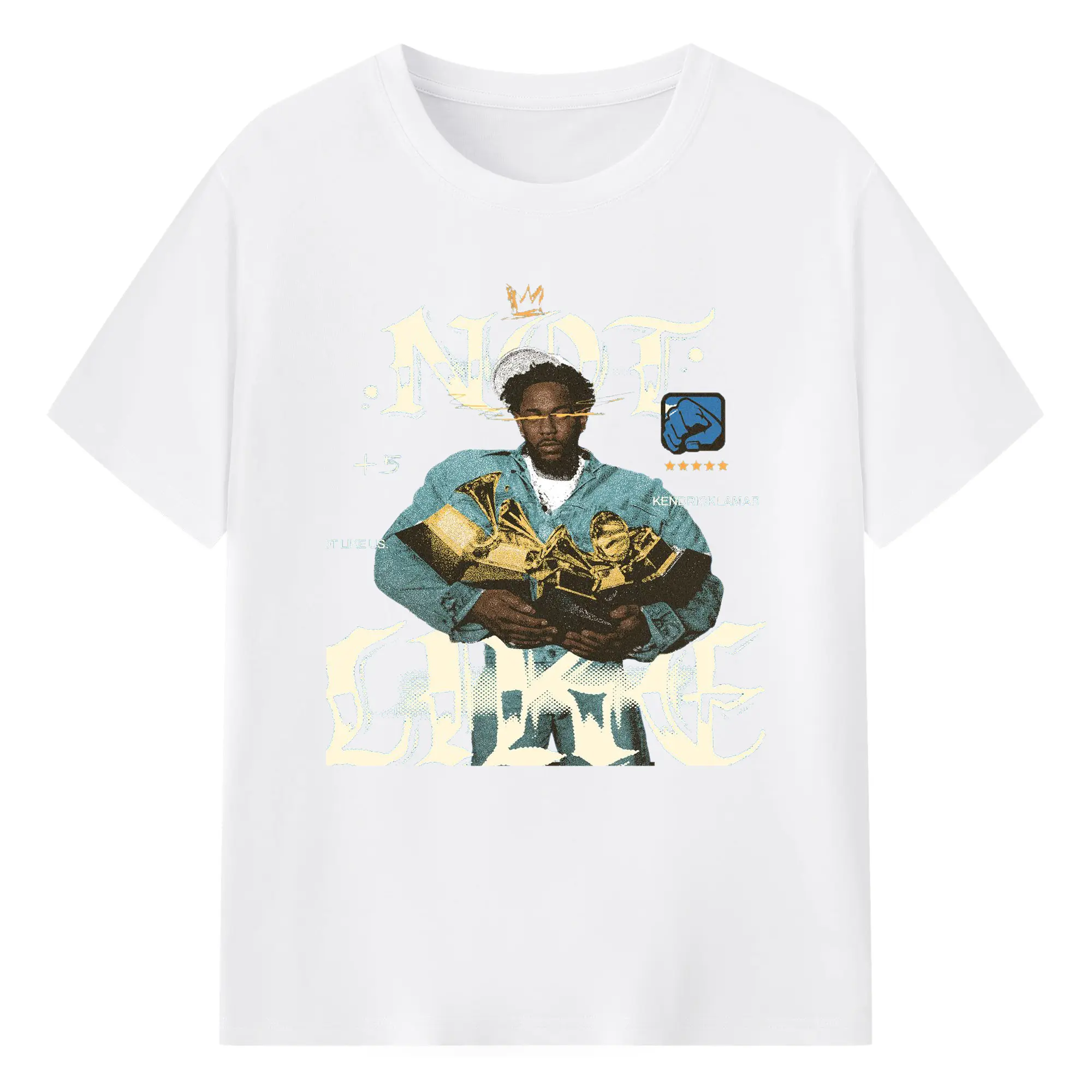 Kendrick Lamar Hip-Hop Art Grammy DIY - 180g Cotton T-Shirt With Front Heat Transfer Print – Soft, Lightweight, Fitted Design – Comfortable Casual Wear For Sports & Everyday Use