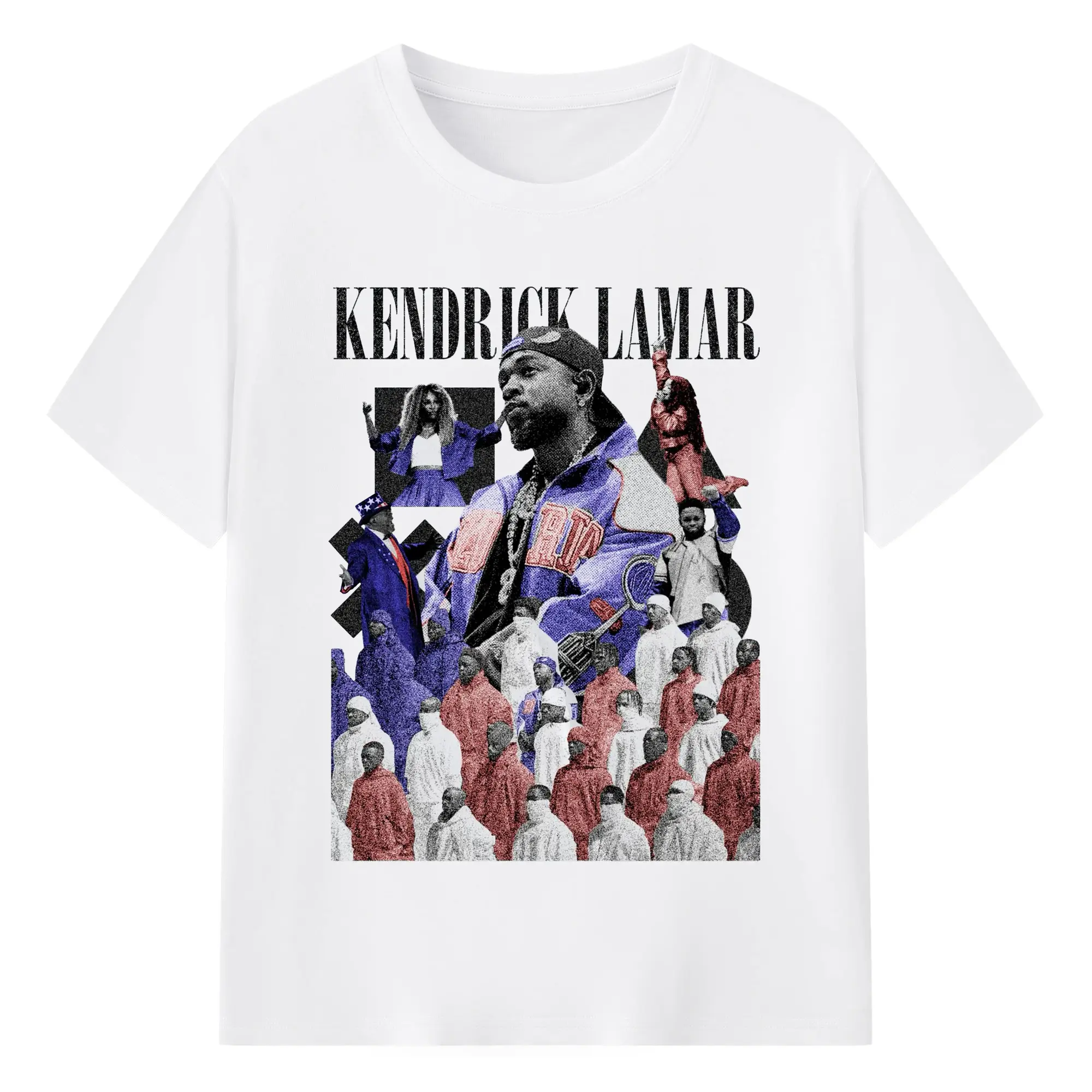Kendrick Lamar Retro Collage Hip-Hop DIY - 180g Cotton T-Shirt With Front Heat Transfer Print – Soft, Lightweight, Fitted Design – Comfortable Casual Wear For Sports & Everyday Use
