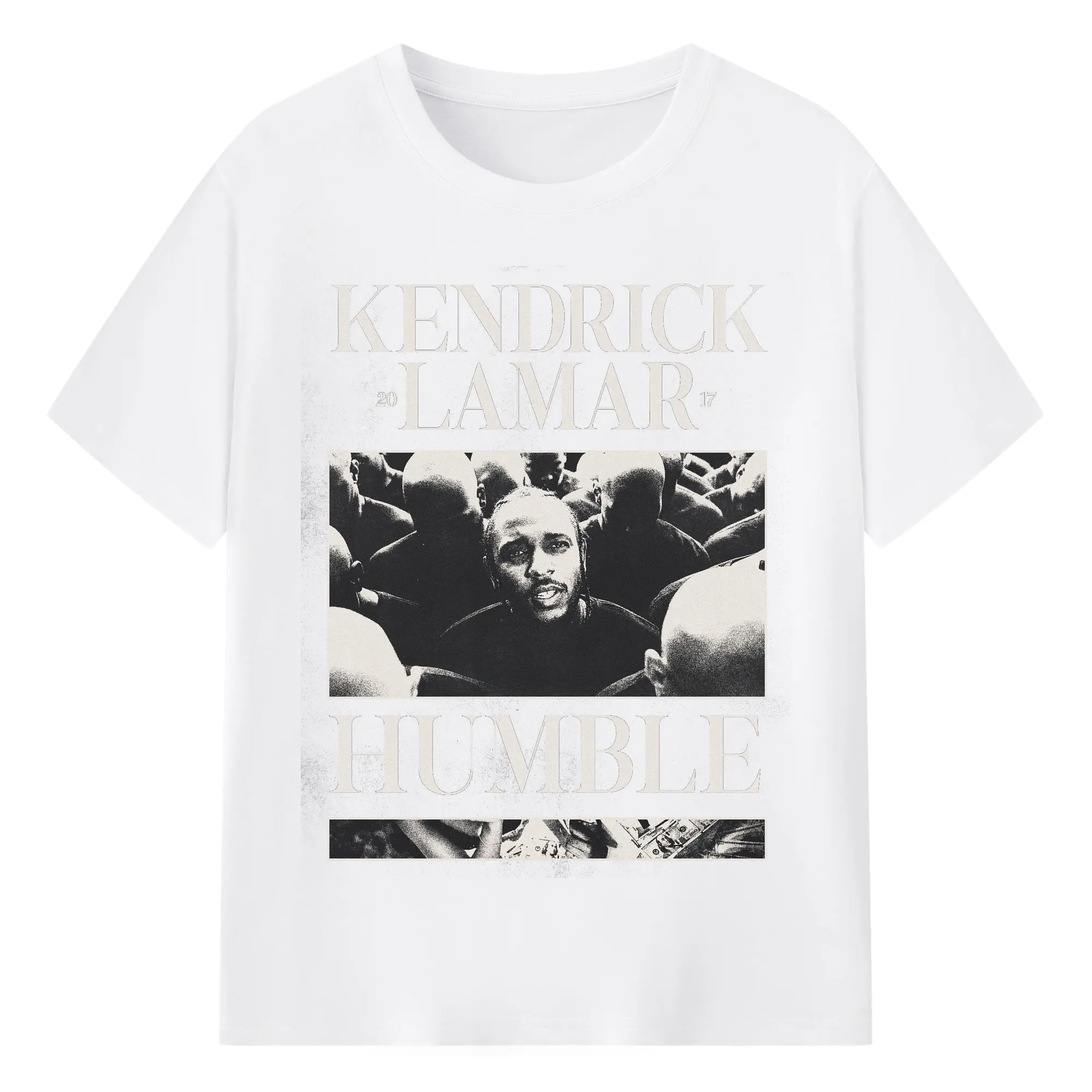 Kendrick Lamar《HUMBLE.》Retro Hip-Hop DIY - 180g Cotton T-Shirt With Front Heat Transfer Print – Soft, Lightweight, Fitted Design – Comfortable Casual Wear For Sports & Everyday Use