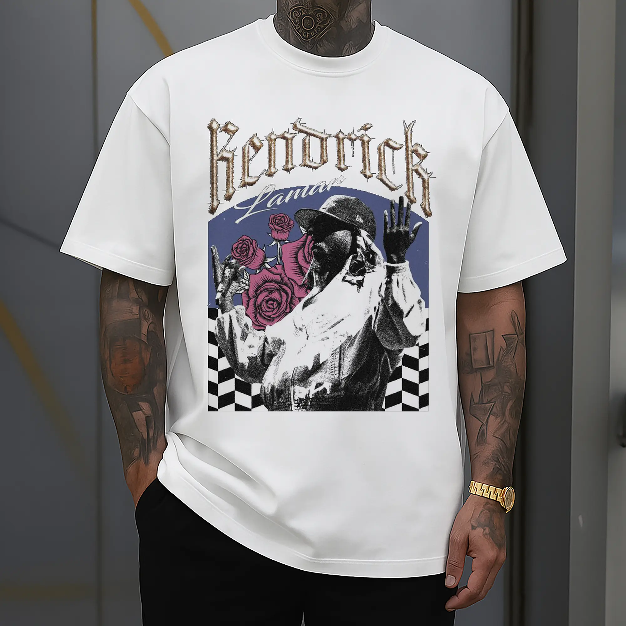 Kendrick Lamar Retro Gothic Rose Hip-Hop DIY