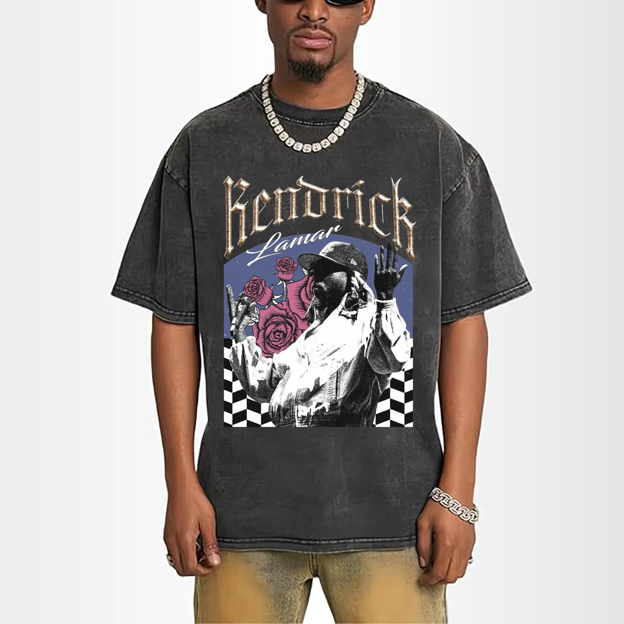 Kendrick Lamar Retro Gothic Rose Hip-Hop DIY