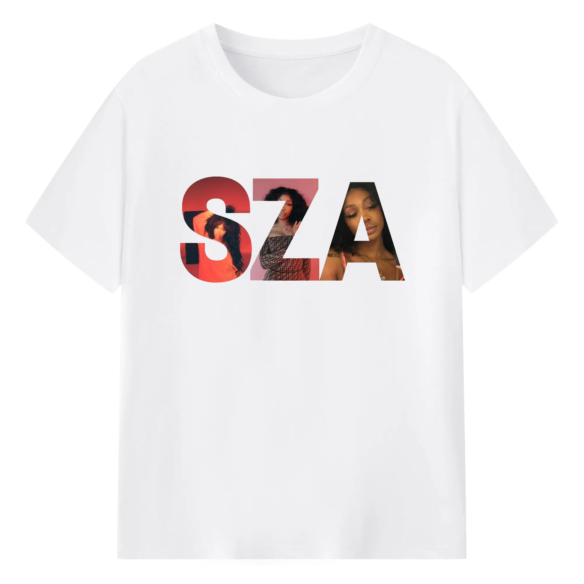 SZA Trendy Art Letter DIY - 180g Cotton T-Shirt With Front Heat Transfer Print – Soft, Lightweight, Fitted Design – Comfortable Casual Wear For Sports & Everyday Use